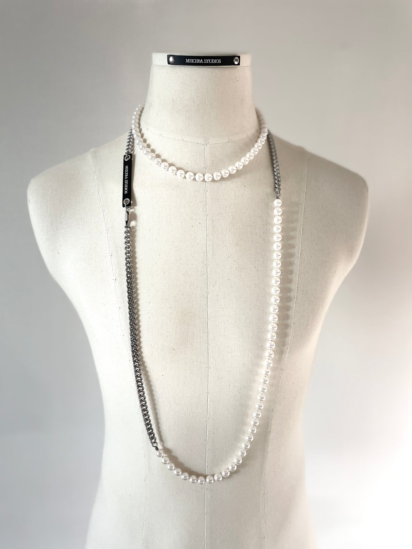 VYP1 Pearl Necklace Long chain Handcrafted Choker - MEKERA STUDIOS