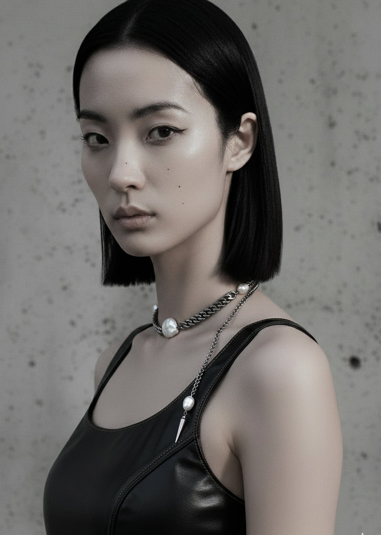 Artistic necklace F-6 Pearl Choker Collection-[F] limited edition by artisans ー MEKERA STUDIOS