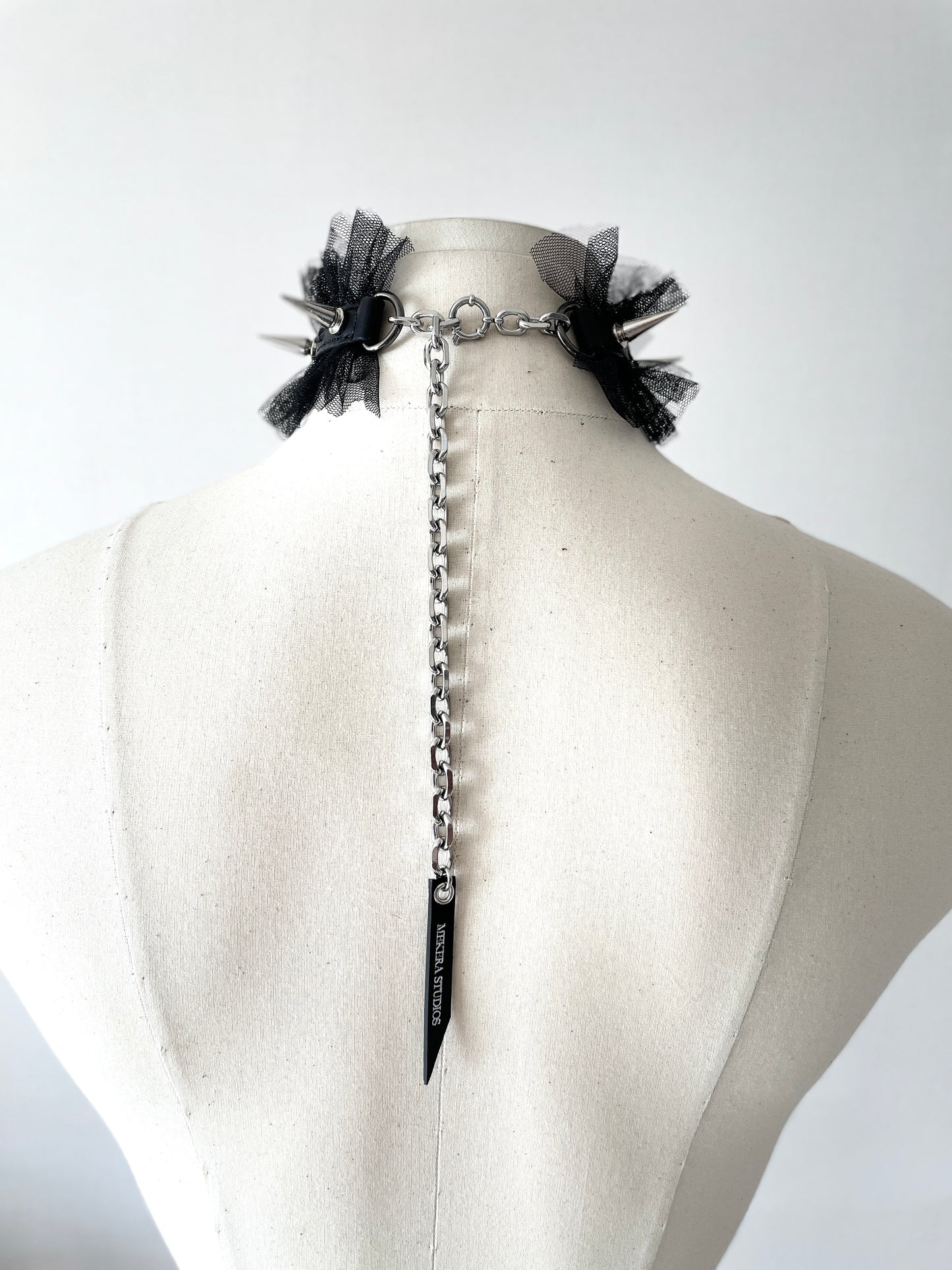 Lace leather spike choker NX1 - No Romantic Collection - MEKERA STUDIOS