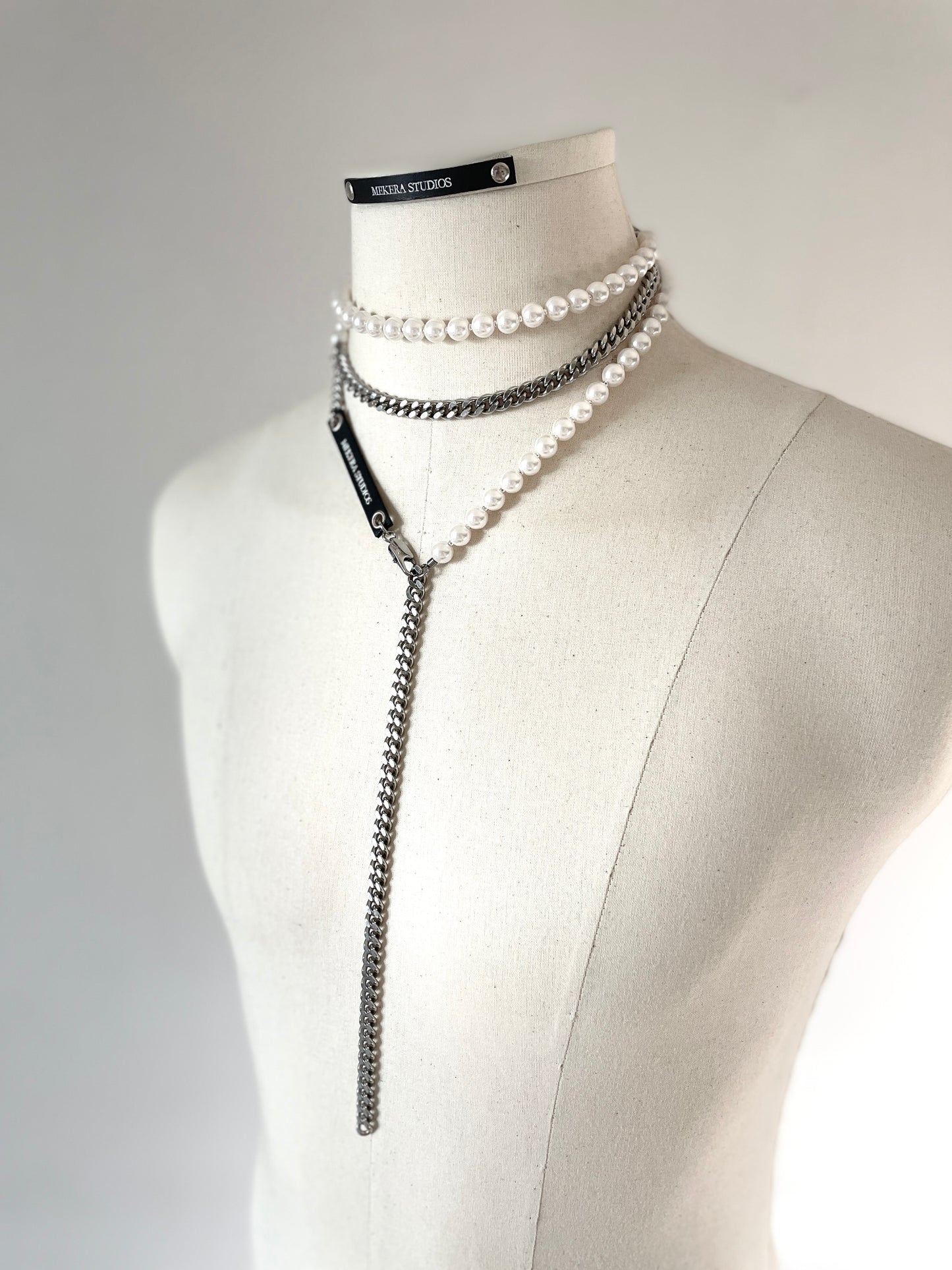 VYP1 Pearl Necklace Long chain Handcrafted Choker - MEKERA STUDIOS