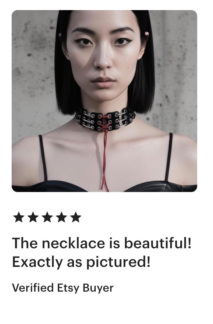 NP4 Red Corset Leather Choker Limited Edition Handcrafted - MEKERA STUDIOS