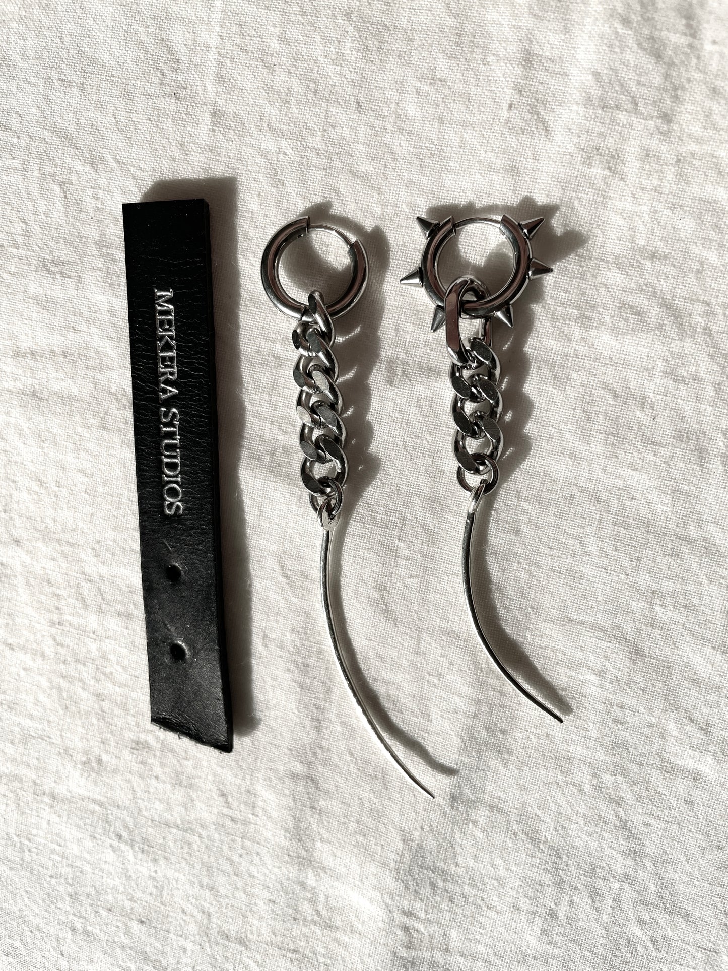 The Curve-3 long chain Spike earrings Silver 925 Limited Edition Handcrafted - MEKERA STUDIOS