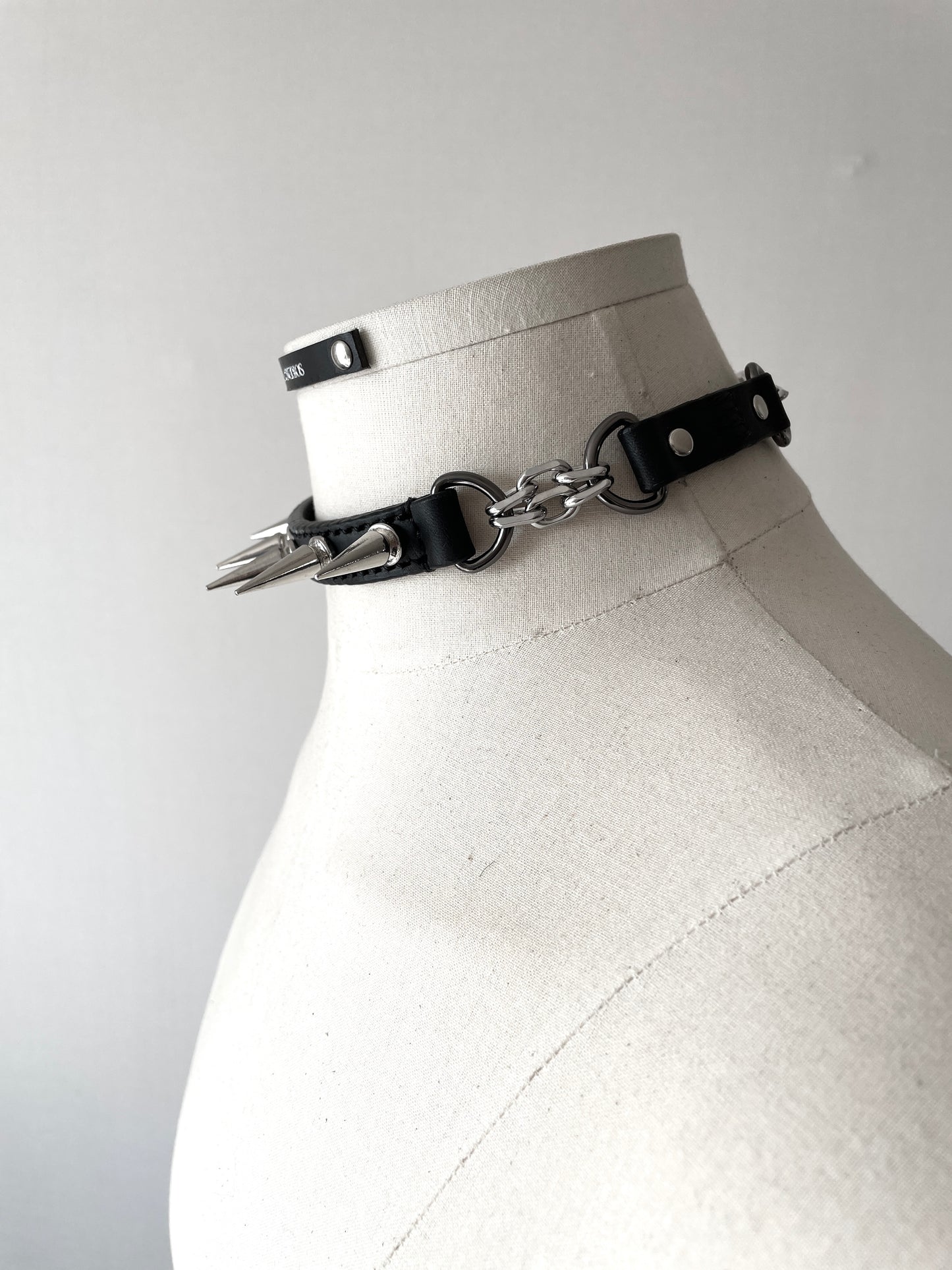 CX6 Limited Edition Handcrafted Leather Spike Choker Necklace - MEKERA STUDIOS