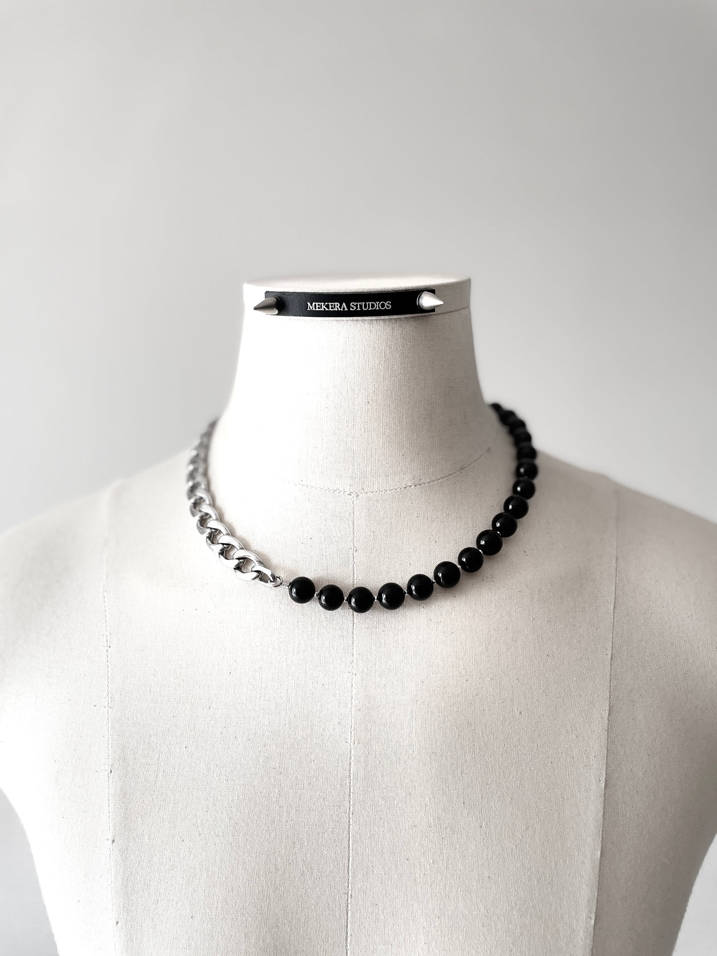 Onyx & Chunky chain Necklace NP20 - MEKERA STUDIOS
