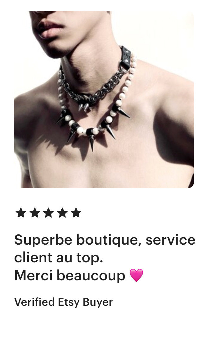 CX1-1 Limited Edition Handcrafted Punk Grunge Goth Gothic Choker Spike Necklace Leather Chain For women For men-MEKERA STUDIOS