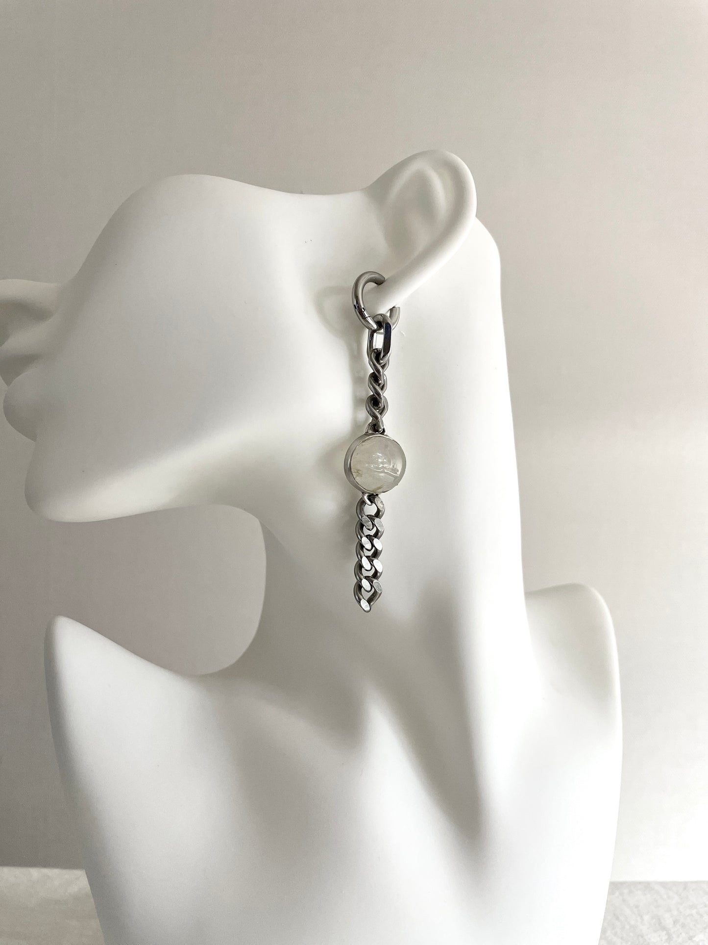 SCE1- Quartz chain Drop Earrings + Necklace Limited Edition Handcrafted gemstone - MEKERA STUDIOS