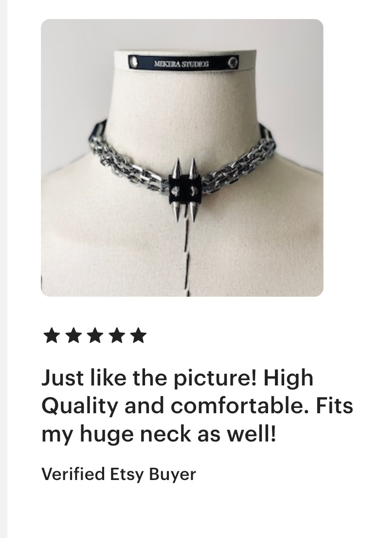 CX1-1 Limited Edition Handcrafted Punk Grunge Goth Gothic Choker Spike Necklace Leather Chain For women For men-MEKERA STUDIOS