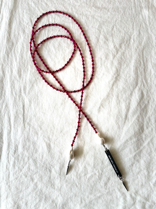 Ruby & True Pearl Necklace NP15 N-PUNK collection Limited Edition Handcrafted - MEKERA STUDIOS