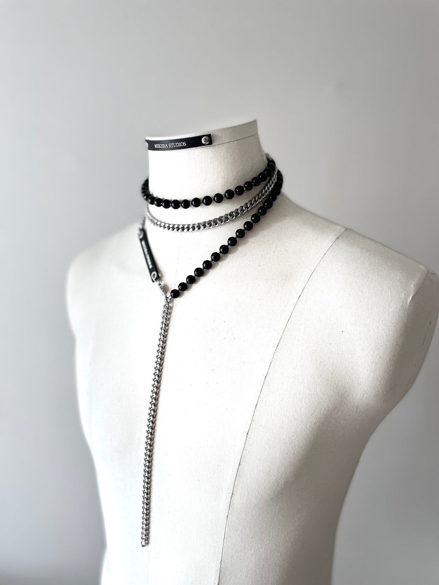 VXS6 Onyx Black Necklace Long chain Choker - MEKERA STUDIOS