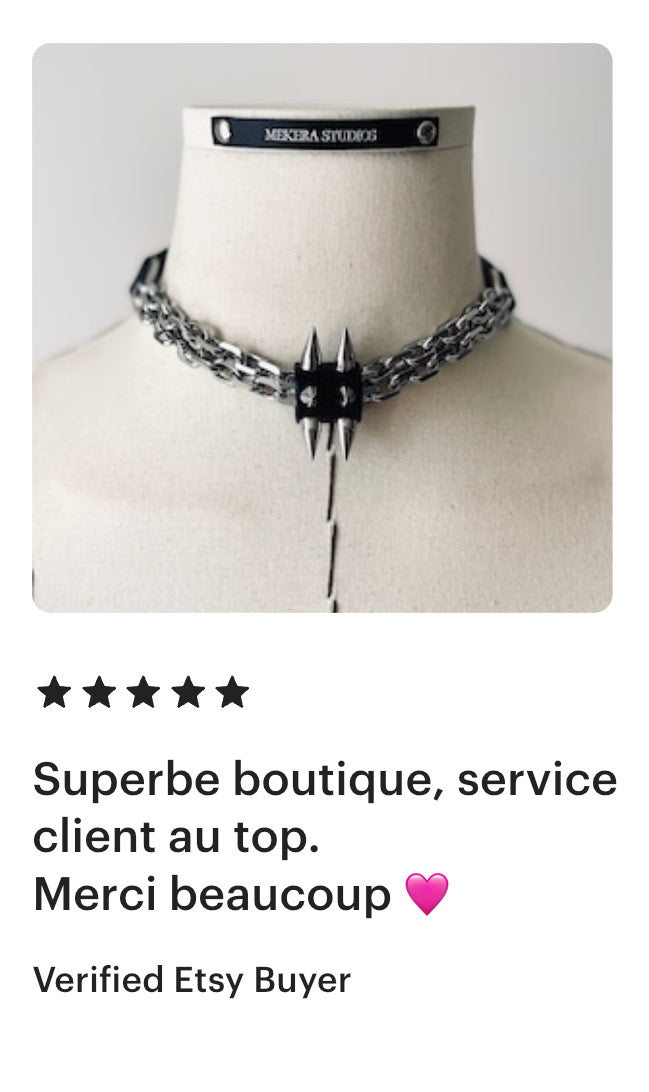 CX1-1 Limited Edition Handcrafted Punk Grunge Goth Gothic Choker Spike Necklace Leather Chain For women For men-MEKERA STUDIOS