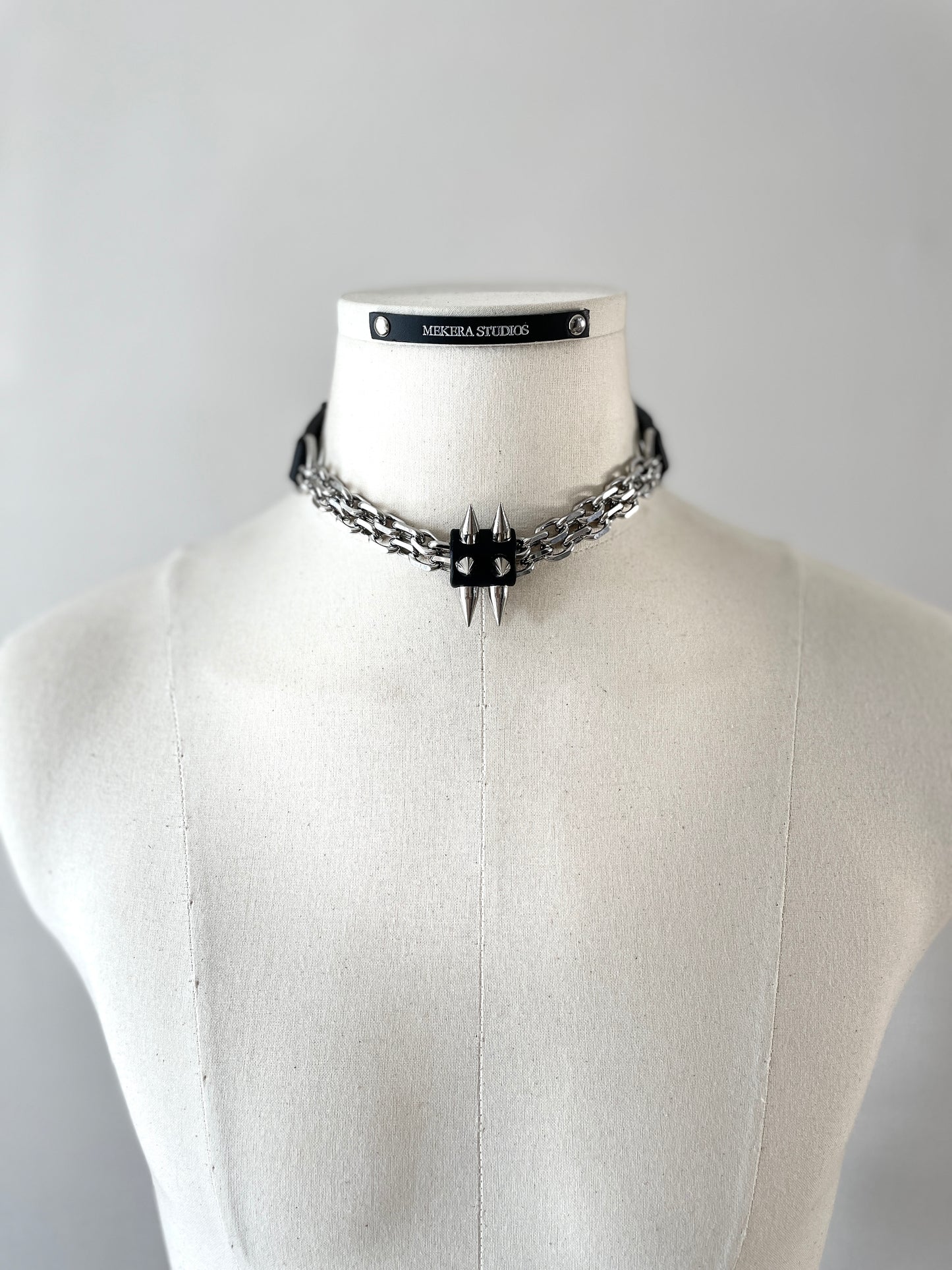 CX1 Limited Edition Handcrafted Choker Spike Necklace Leather Chain - MEKERA STUDIOS