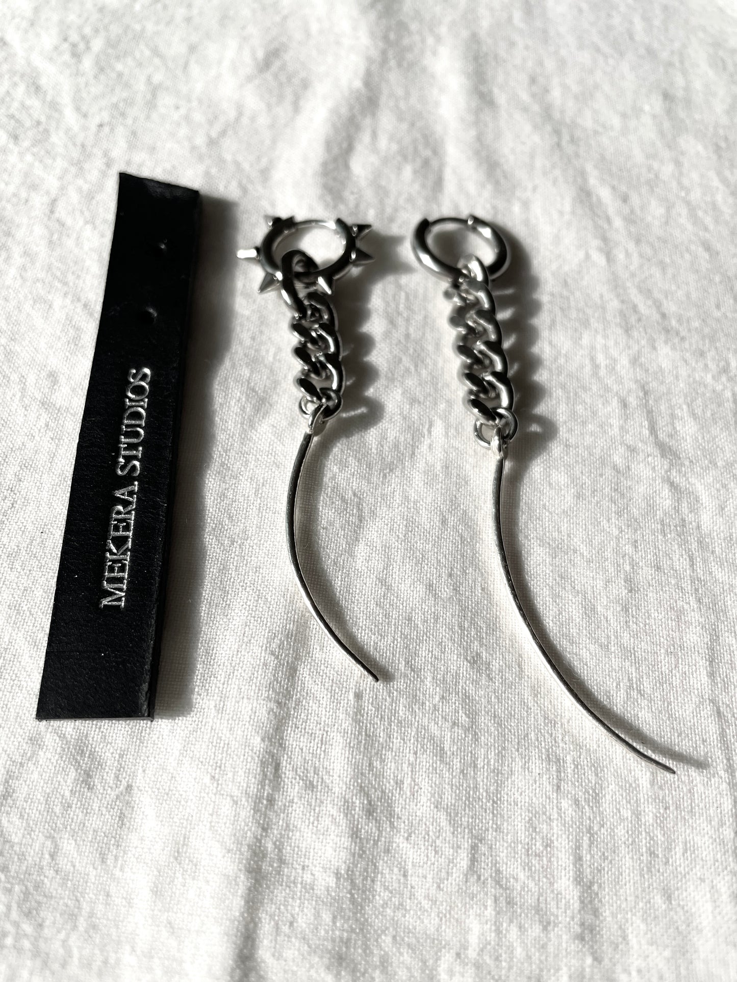 The Curve-3 long chain Spike earrings Silver 925 Limited Edition Handcrafted - MEKERA STUDIOS