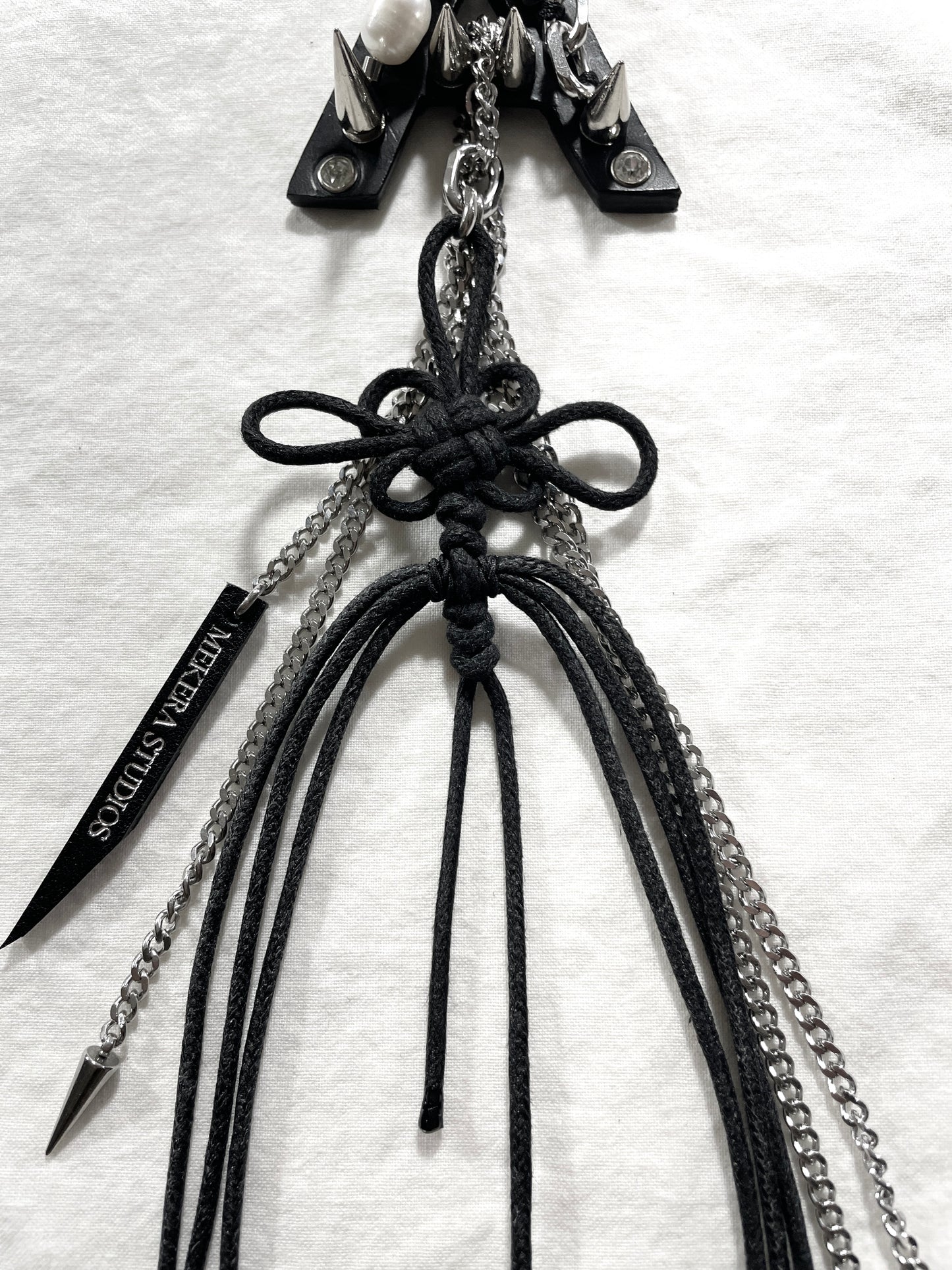 Korean Punk Norigae Keychain, Initial "A" Handcrafted Leather knot limited edition by artisans ー MEKERA STUDIOS