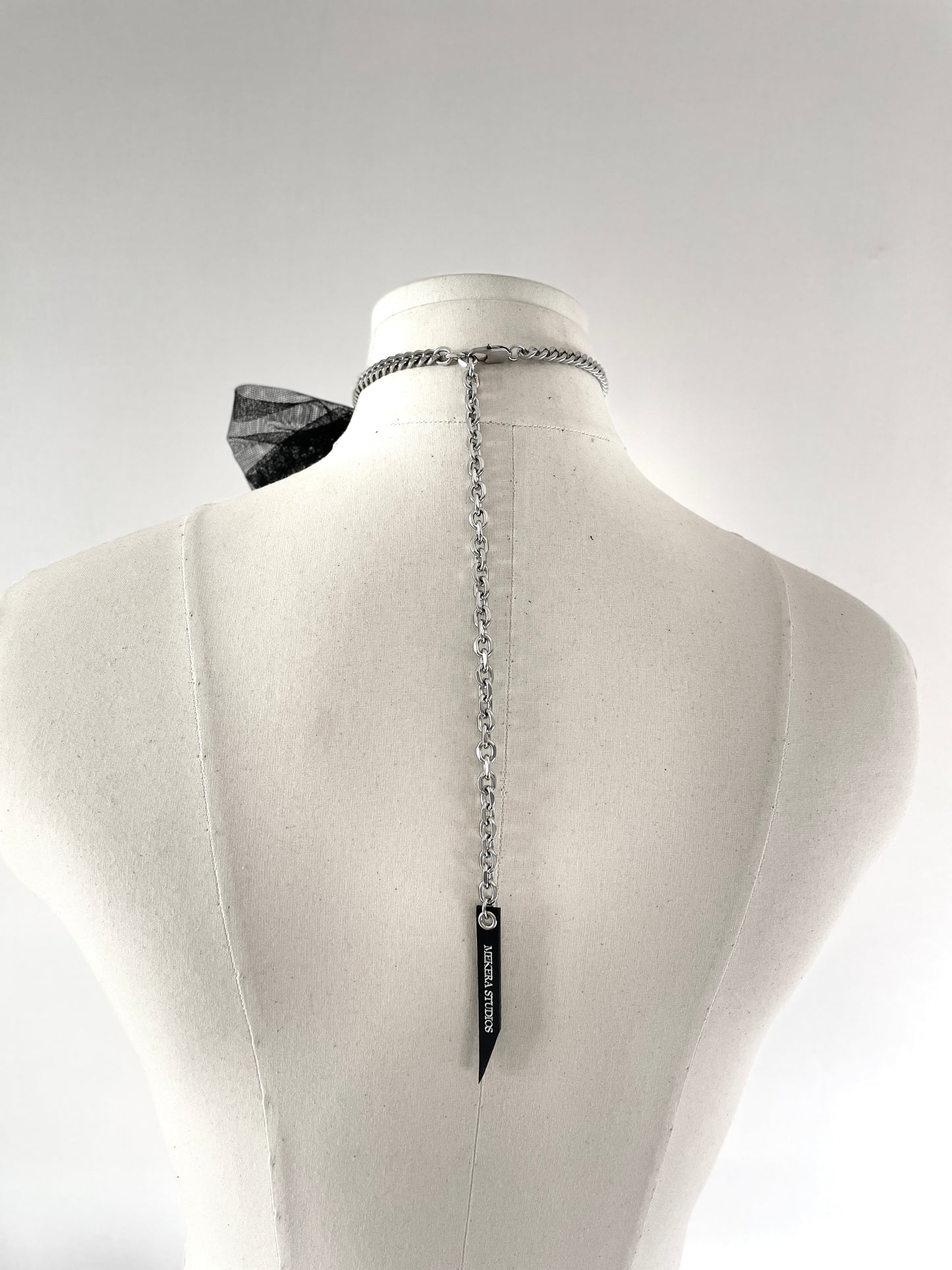 Lace leather spike choker NX3 - No Romantic Collection - Limited Edition Handcrafted Black Necklace Chain-MEKERA STUDIOS