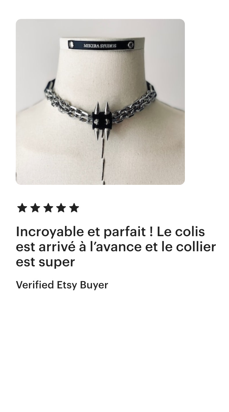 CX1-1 Limited Edition Handcrafted Punk Grunge Goth Gothic Choker Spike Necklace Leather Chain For women For men-MEKERA STUDIOS