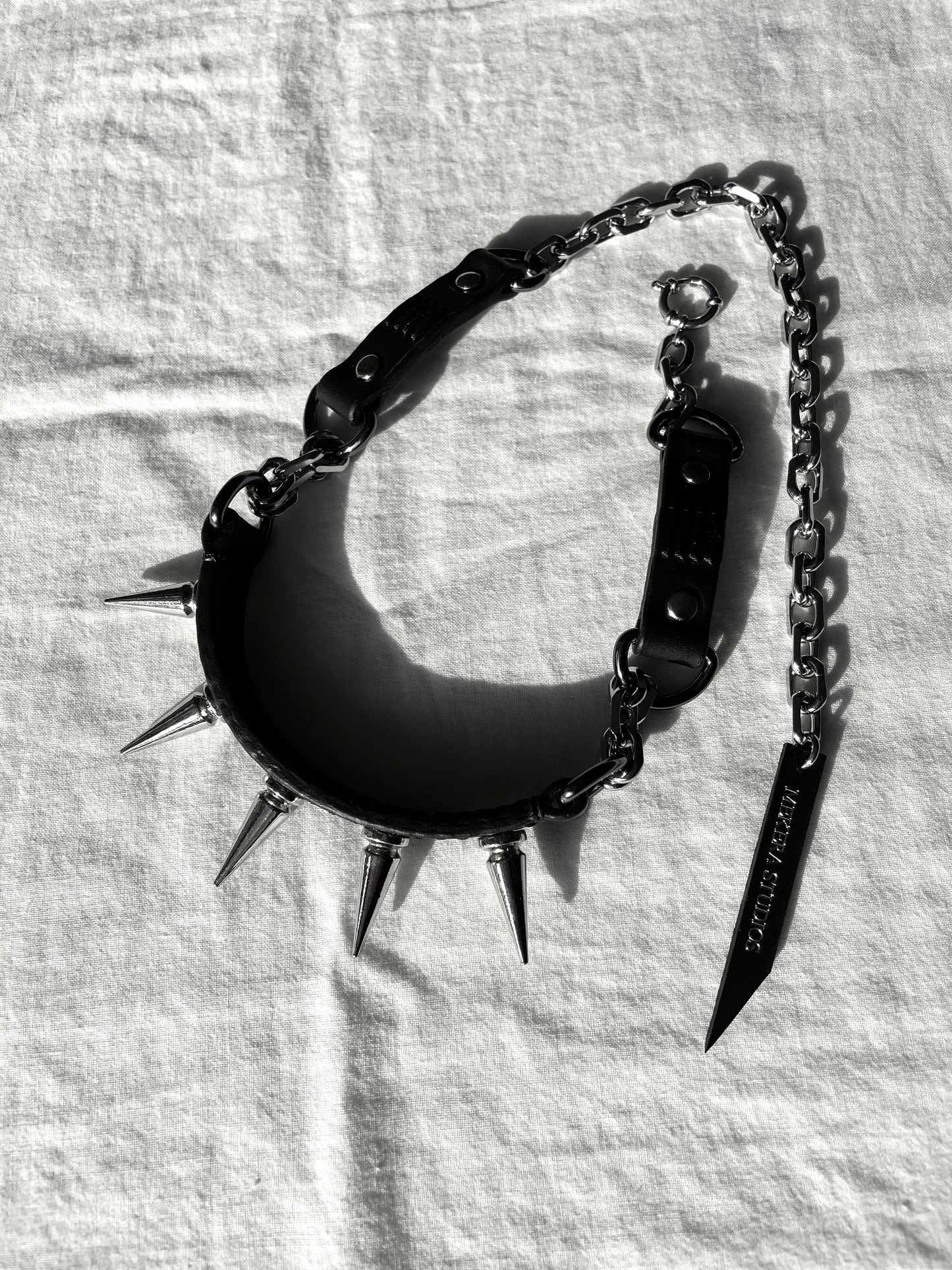 CX6 Limited Edition Handcrafted Leather Spike Choker Necklace - MEKERA STUDIOS