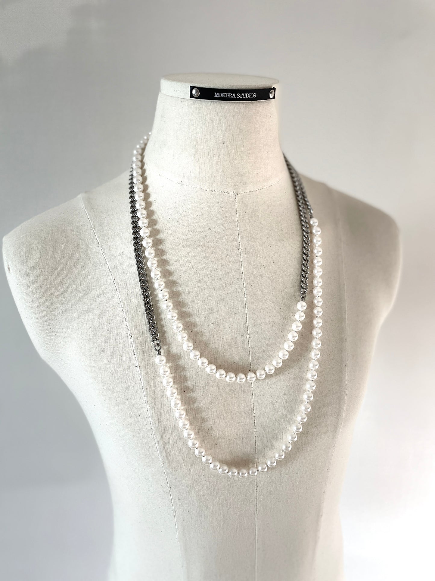 VYP1 Pearl Necklace Long chain Handcrafted Choker - MEKERA STUDIOS