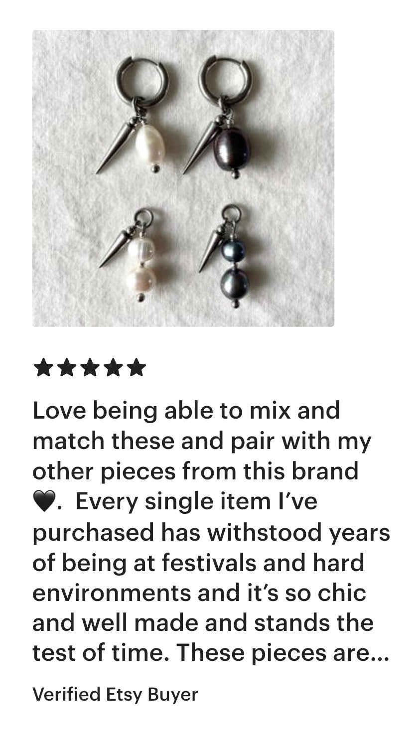 Pearl charm earrings J-7 Collection { J } Spike & Black Pearl earrings - MEKERA STUDIOS