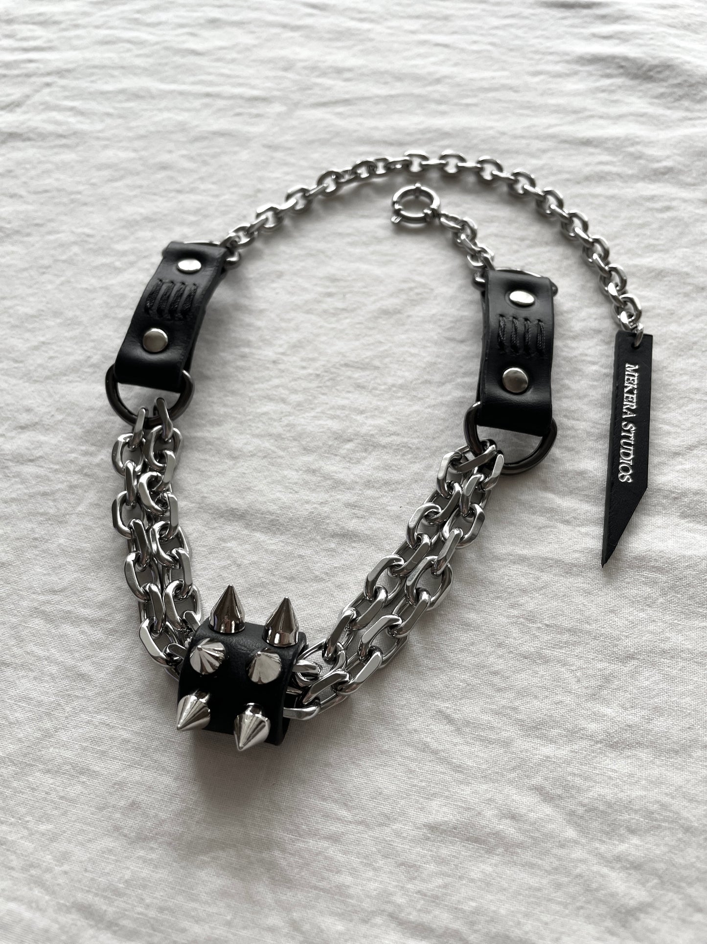 CX1-1 Limited Edition Handcrafted Punk Grunge Goth Gothic Choker Spike Necklace Leather Chain For women For men-MEKERA STUDIOS