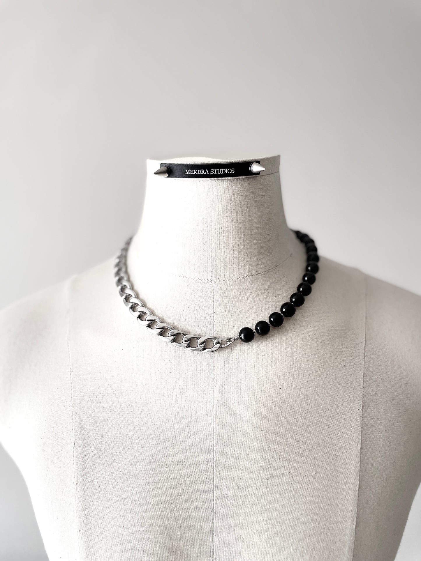 Onyx & Chunky chain Necklace NP20 - MEKERA STUDIOS
