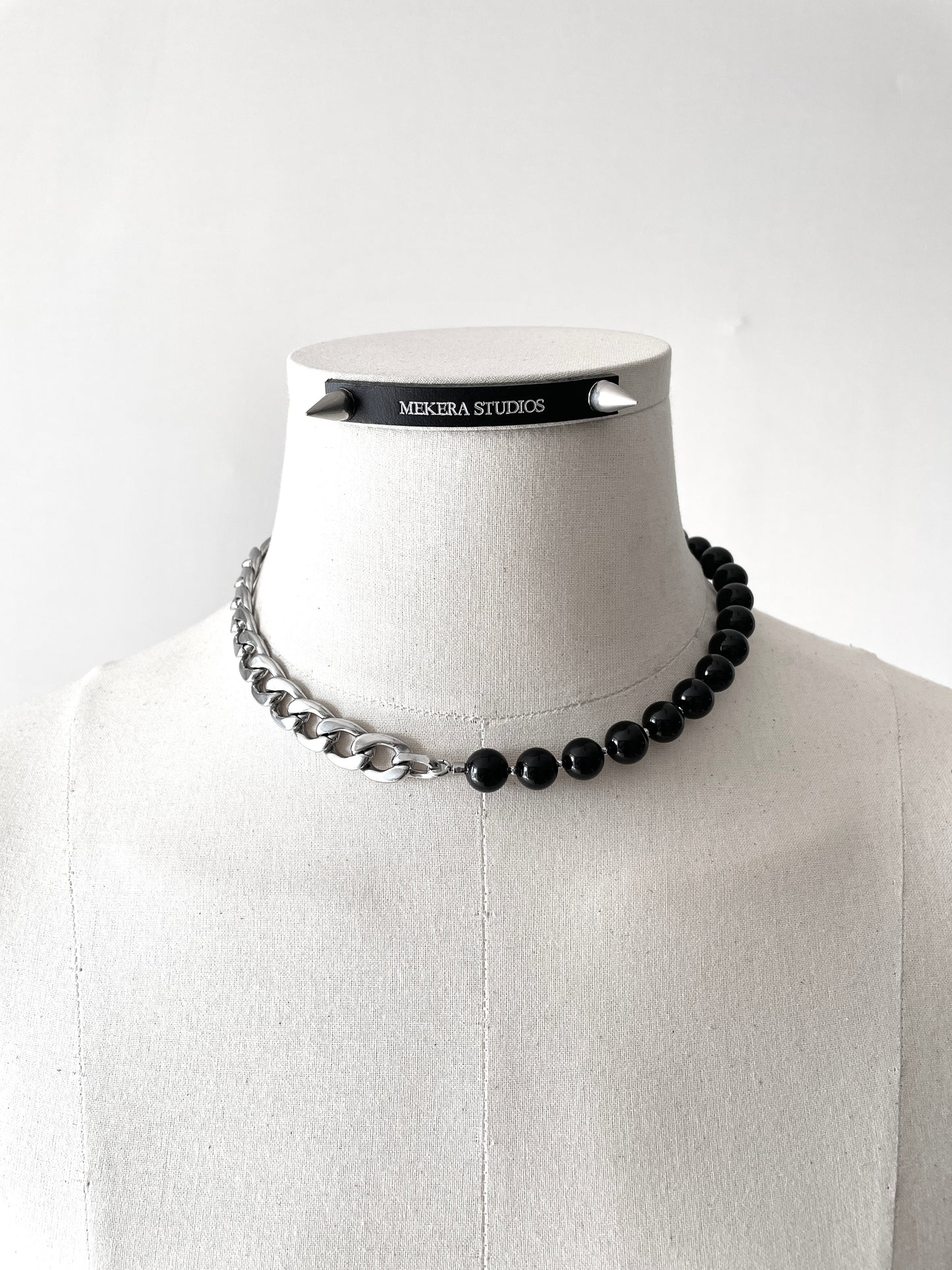 Onyx & Chunky chain Necklace NP20 - MEKERA STUDIOS