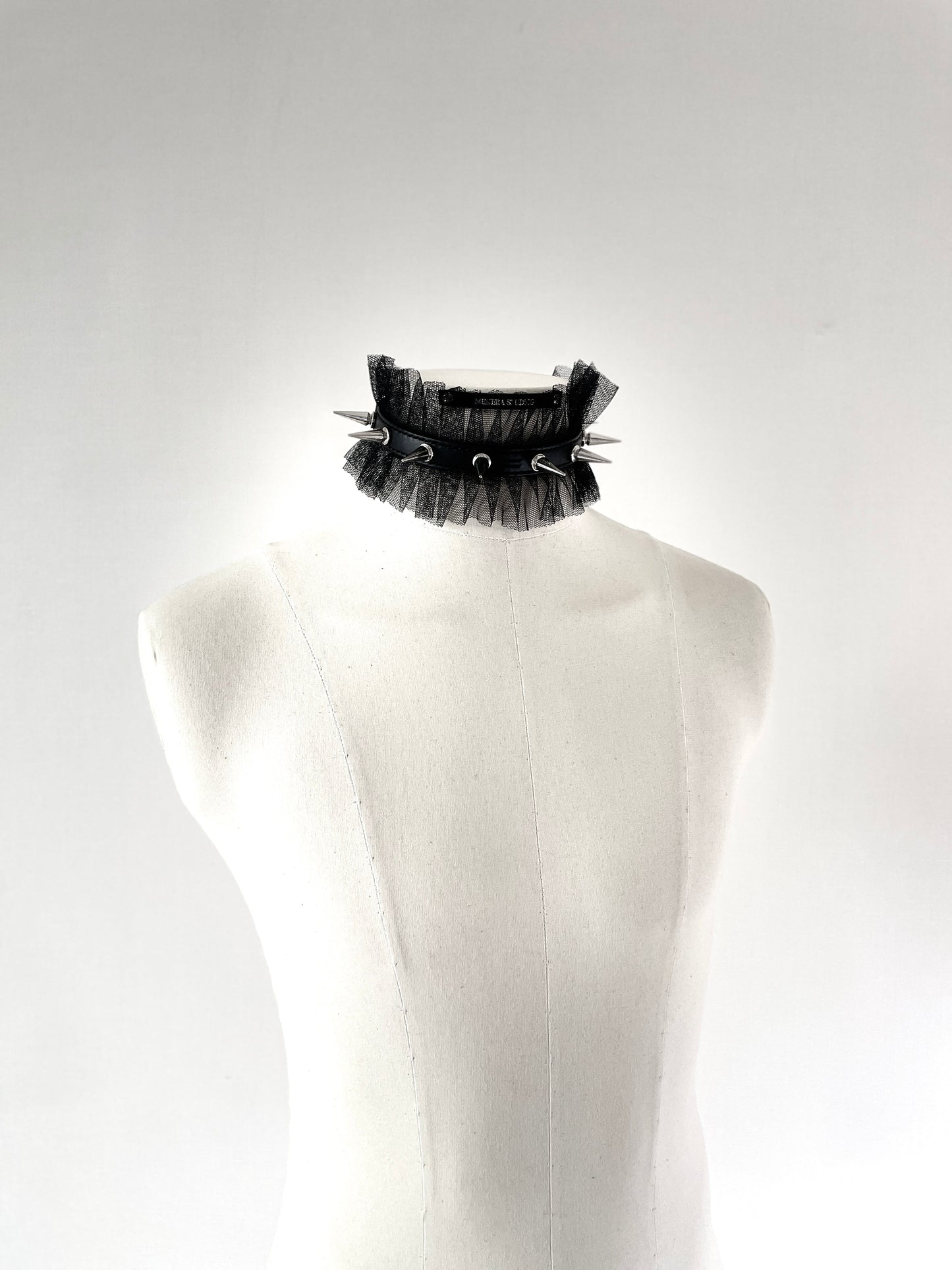 Lace leather spike choker NX2 - No Romantic Collection - Limited Edition Handcrafted Black Necklace Chain-MEKERA STUDIOS