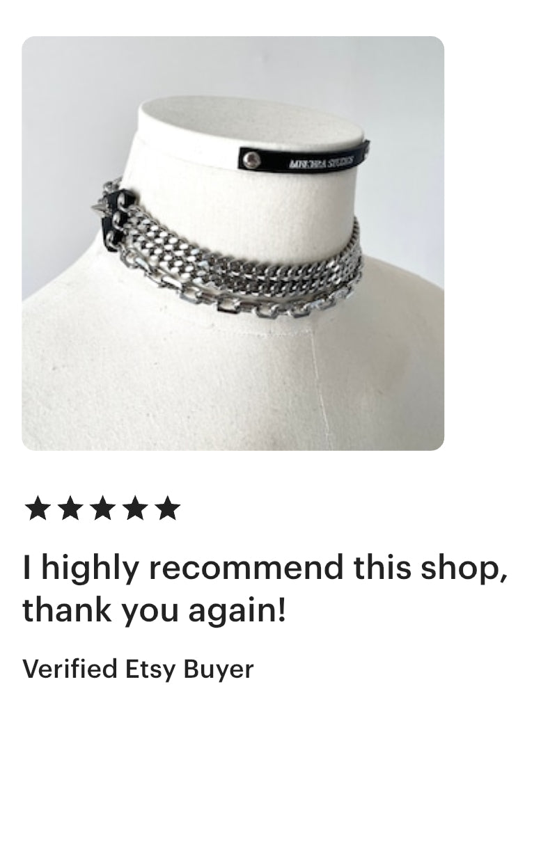 SL2 Leather Spike Choker Limited Edition Handcrafted Necklace Choker Spike - MEKERA STUDIOS