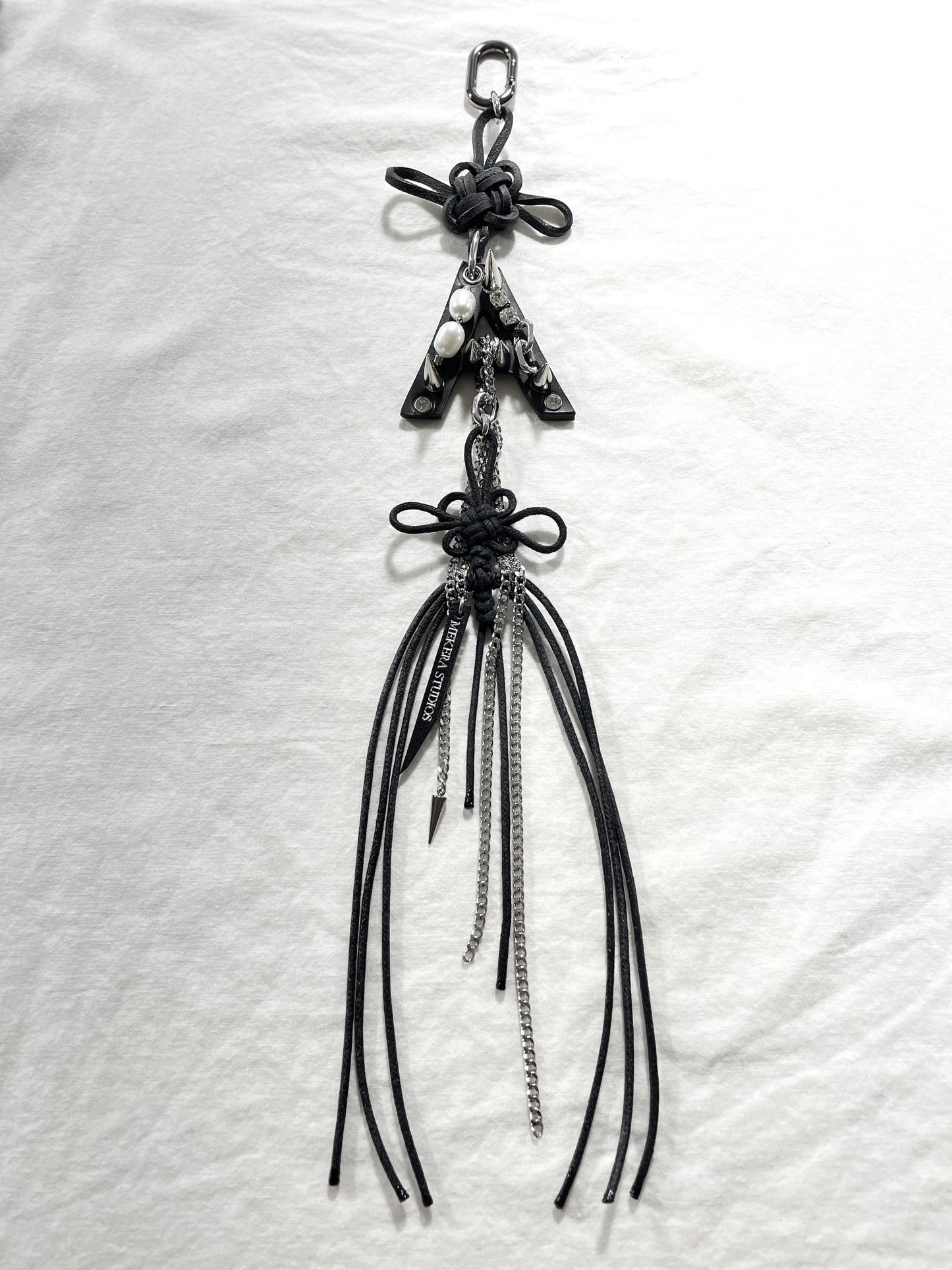 Korean Punk Norigae Keychain, Initial "A" Handcrafted Leather knot limited edition by artisans ー MEKERA STUDIOS