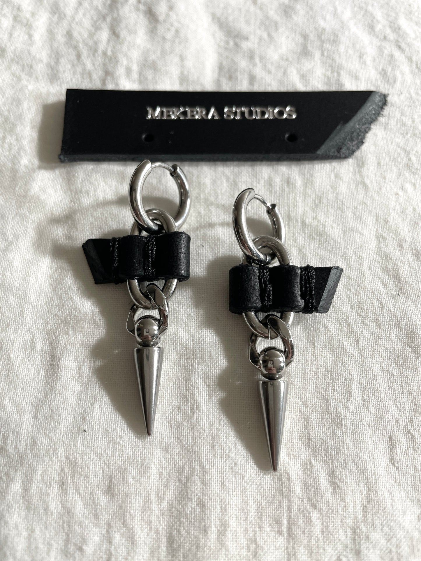 Wings14 Leather Spike Earrings -MEKERA STUDIOS