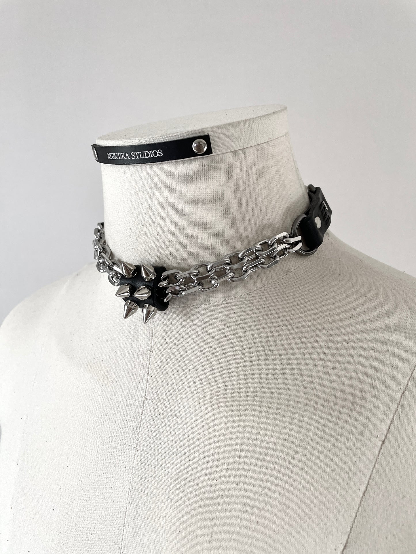 CX1-1 Limited Edition Handcrafted Punk Grunge Goth Gothic Choker Spike Necklace Leather Chain For women For men-MEKERA STUDIOS