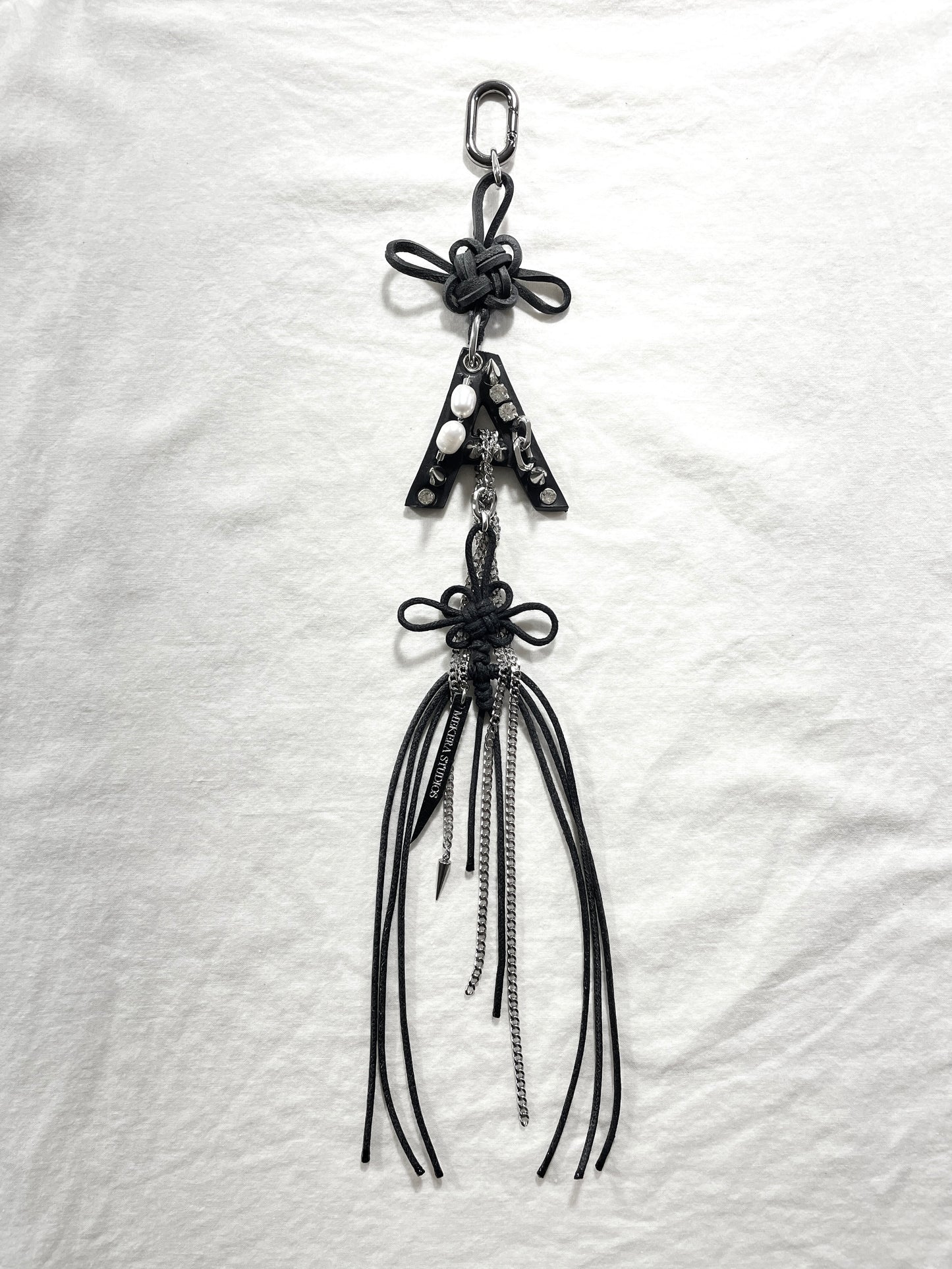 Korean Punk Norigae Keychain, Initial "A" Handcrafted Leather knot limited edition by artisans ー MEKERA STUDIOS