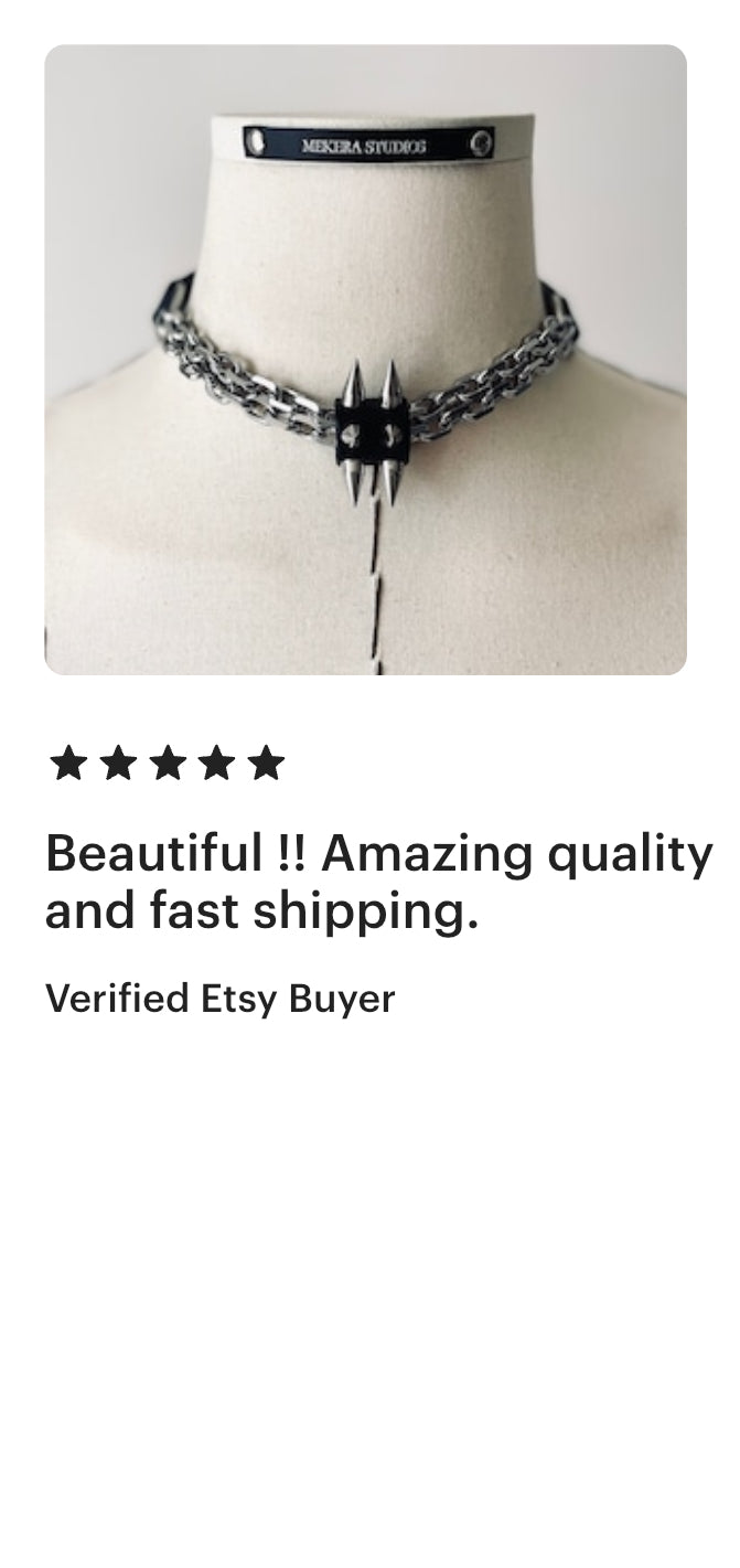 CX1-1 Limited Edition Handcrafted Punk Grunge Goth Gothic Choker Spike Necklace Leather Chain For women For men-MEKERA STUDIOS