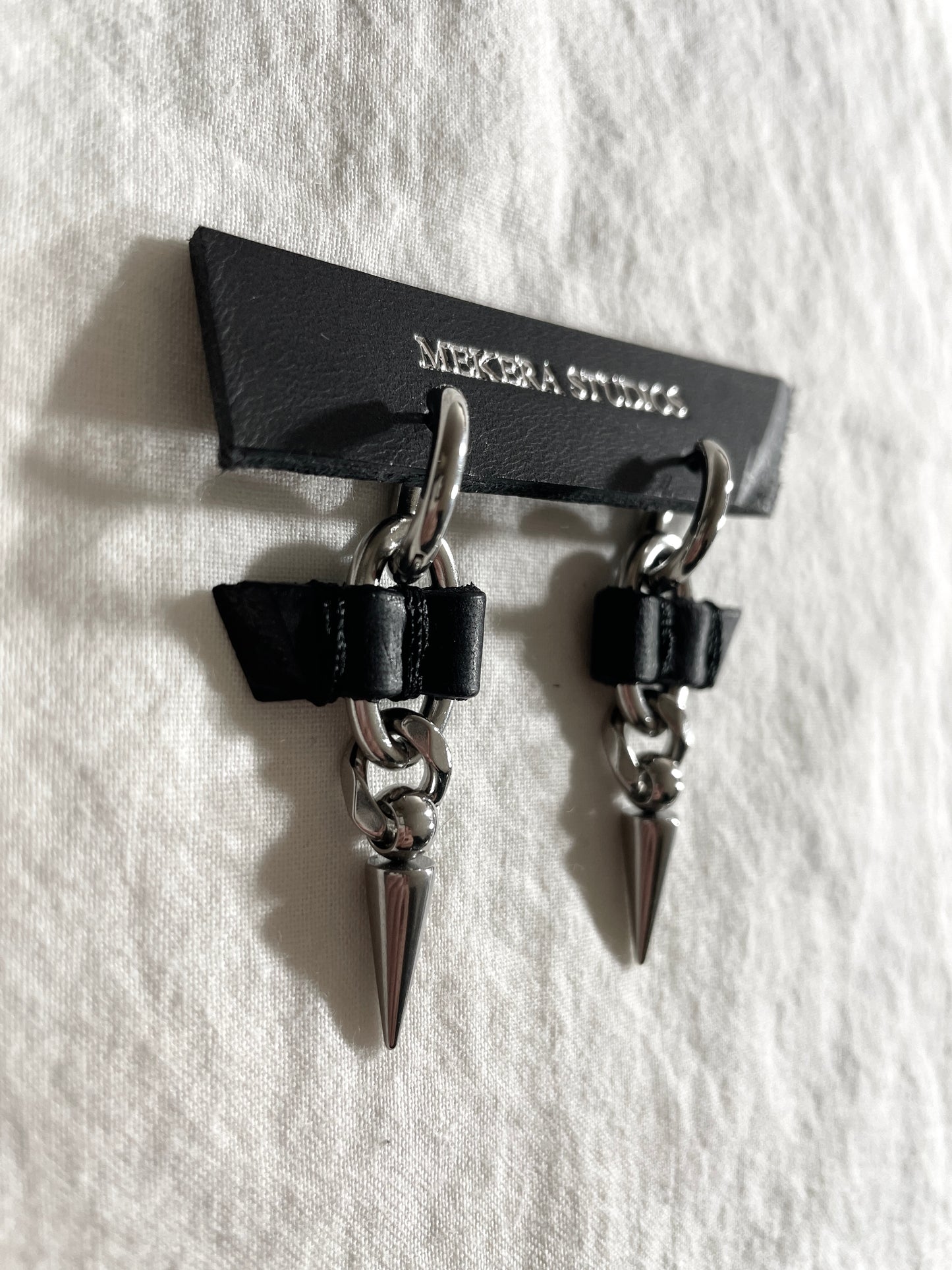 Wings14 Leather Spike Earrings -MEKERA STUDIOS