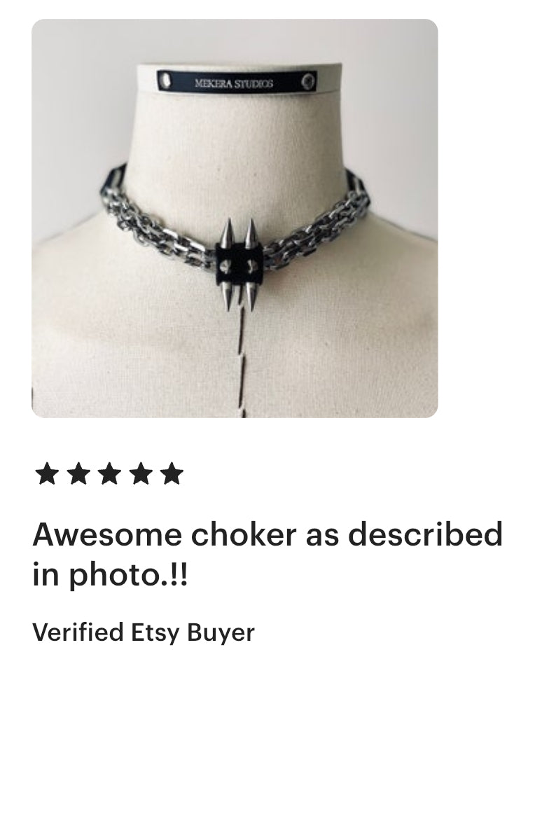 CX1-1 Limited Edition Handcrafted Punk Grunge Goth Gothic Choker Spike Necklace Leather Chain For women For men-MEKERA STUDIOS