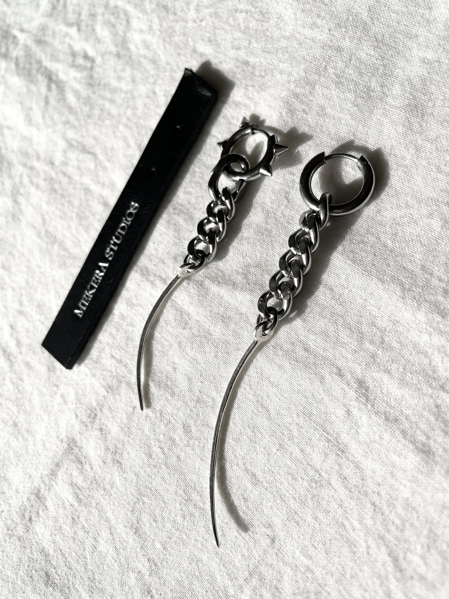 The Curve-3 long chain Spike earrings Silver 925 Limited Edition Handcrafted - MEKERA STUDIOS