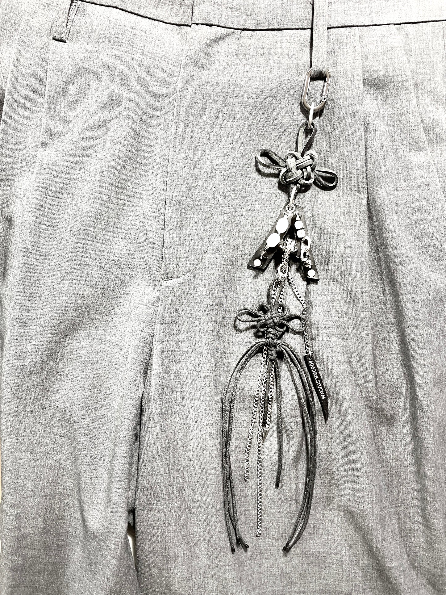 Korean Punk Norigae Keychain, Initial "A" Handcrafted Leather knot limited edition by artisans ー MEKERA STUDIOS