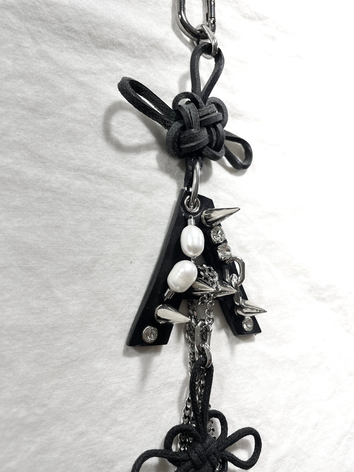 Korean Punk Norigae Keychain, Initial "A" Handcrafted Leather knot limited edition by artisans ー MEKERA STUDIOS
