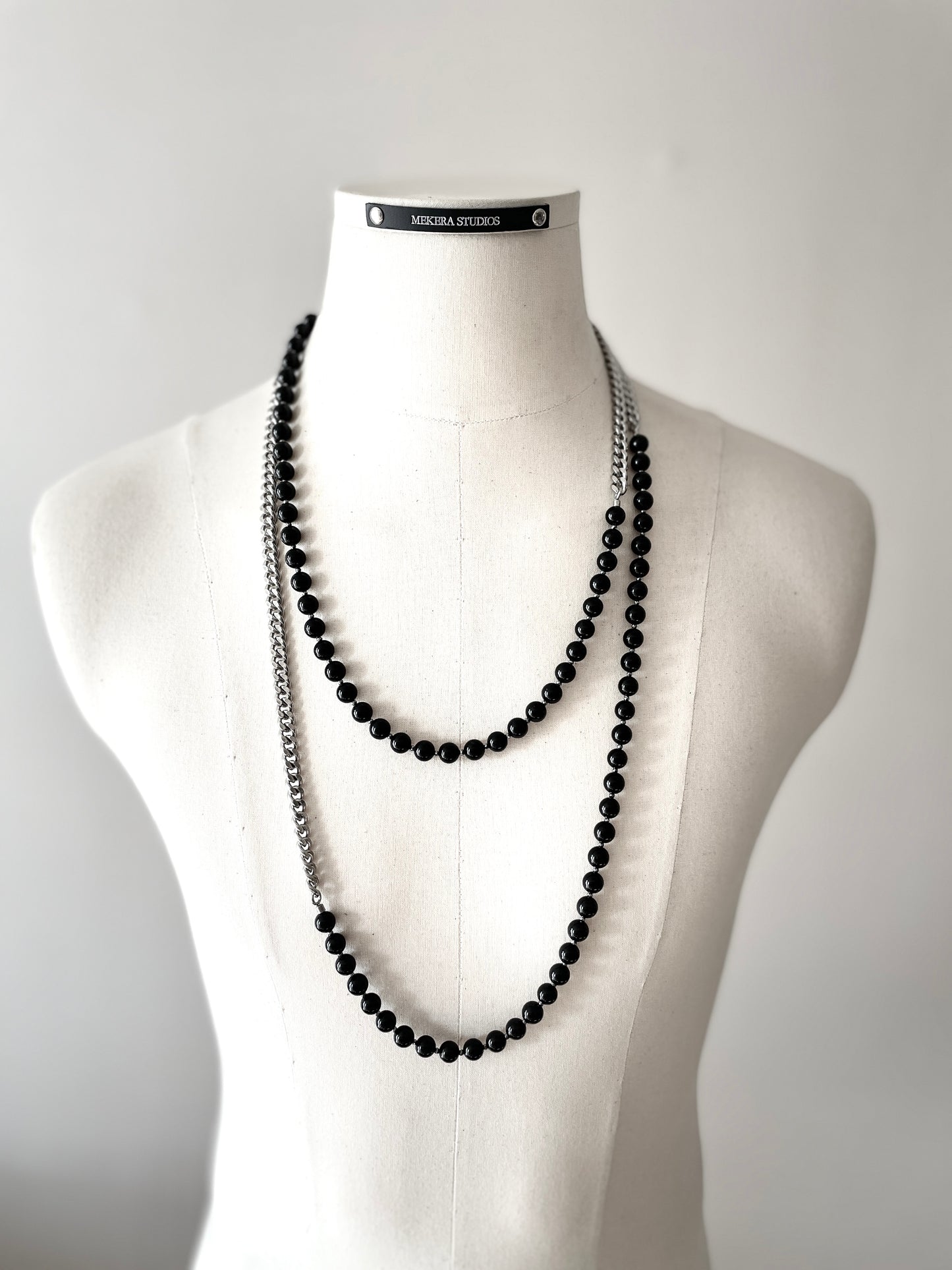 VXS6 Onyx Black Necklace Long chain Choker - MEKERA STUDIOS