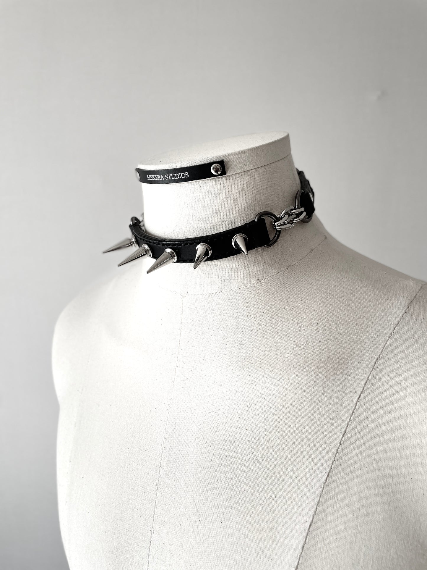 CX6 Limited Edition Handcrafted Leather Spike Choker Necklace - MEKERA STUDIOS