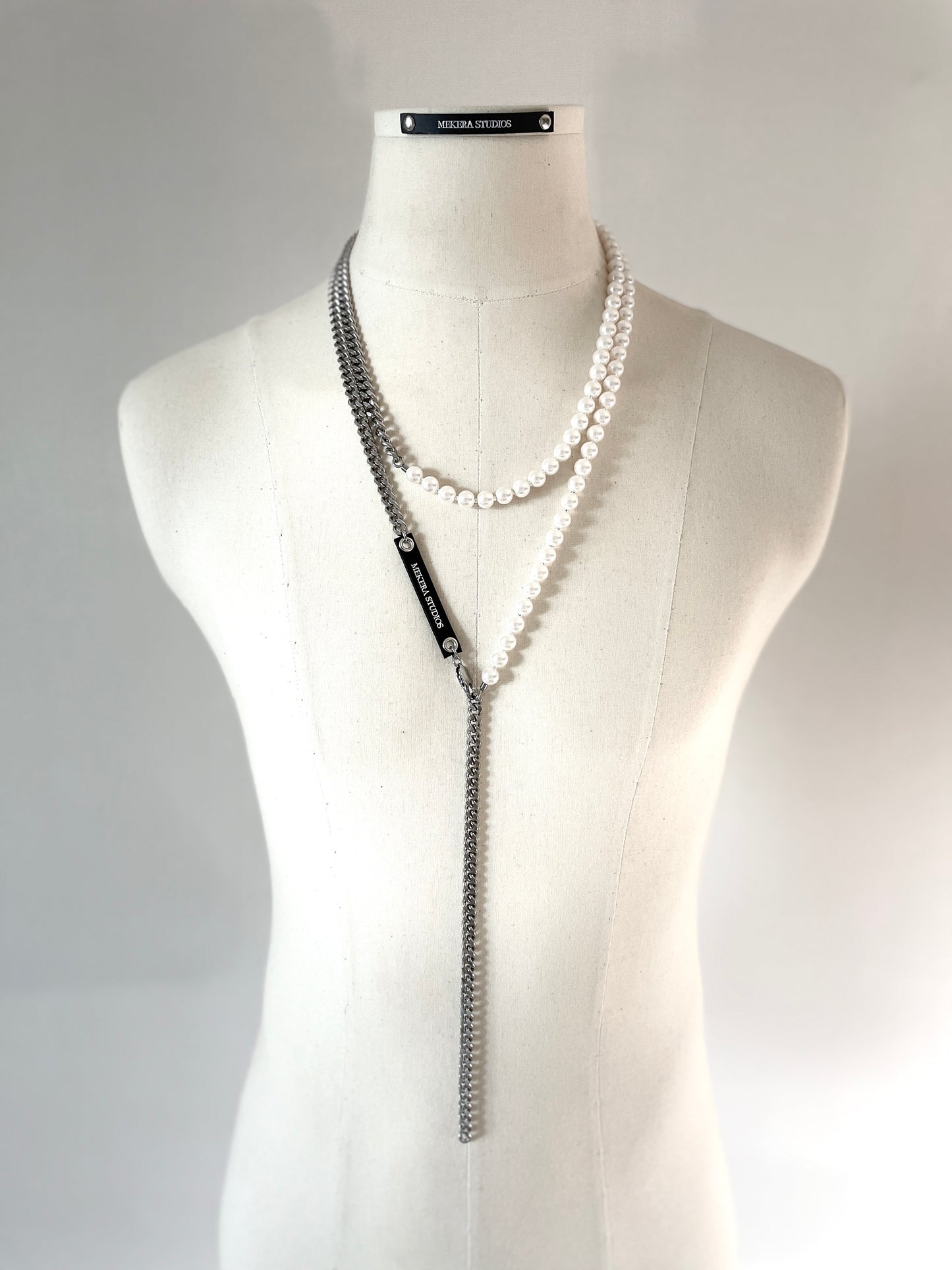 VYP1 Pearl Necklace Long chain Handcrafted Choker - MEKERA STUDIOS