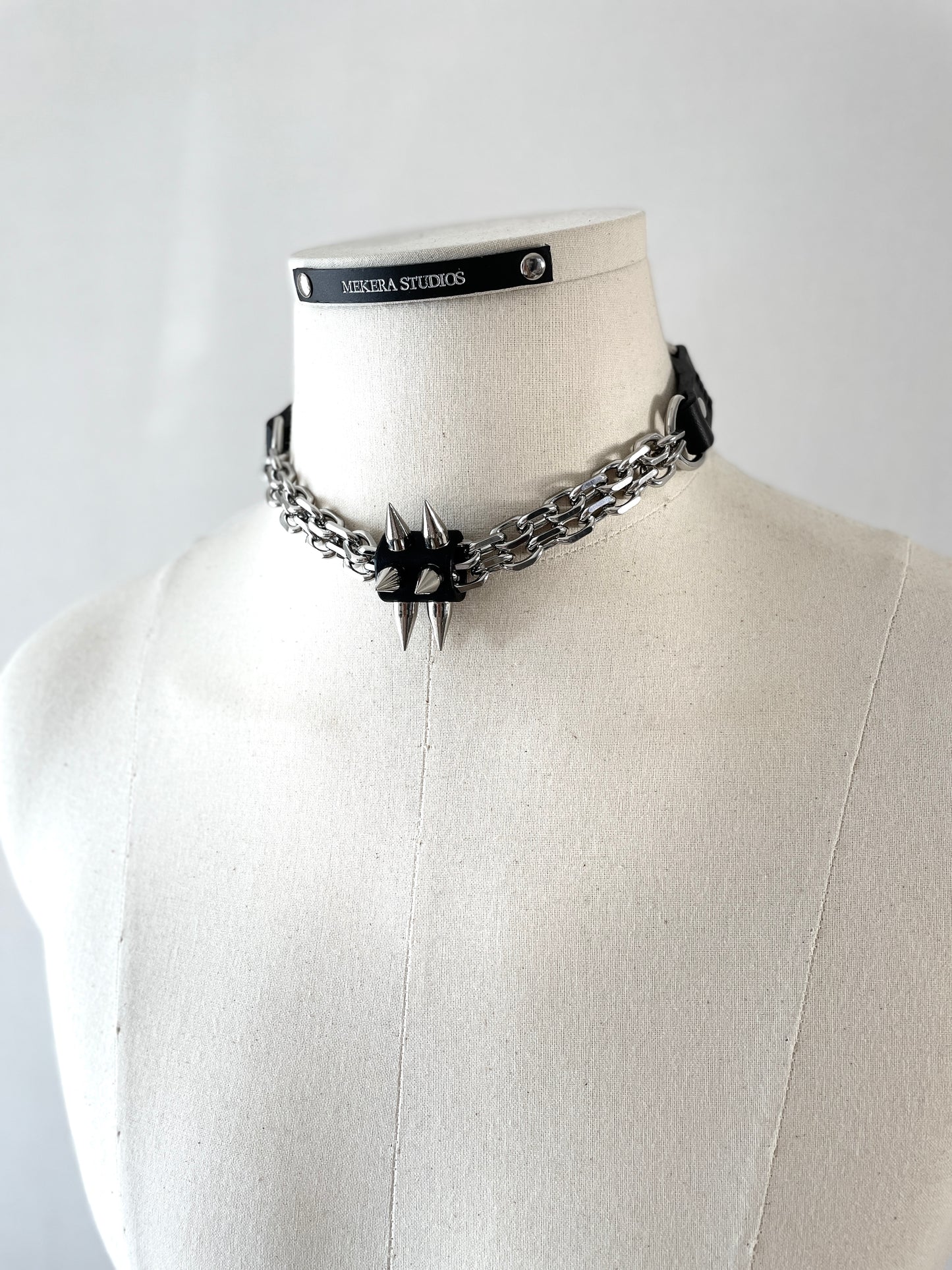 CX1 Limited Edition Handcrafted Choker Spike Necklace Leather Chain - MEKERA STUDIOS