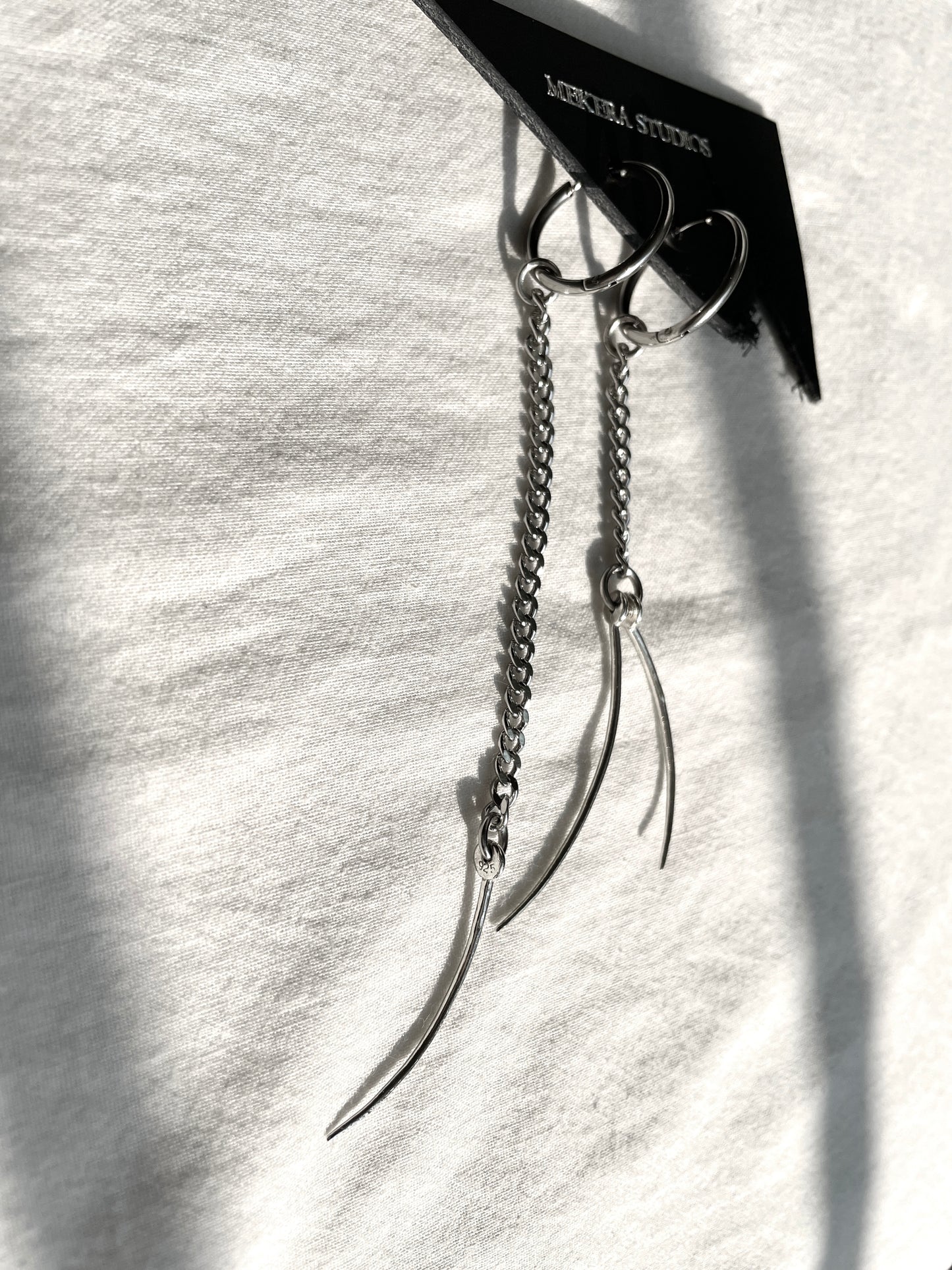 The Curve-2 long chain earrings Silver 925 Limited Edition Handcrafted - MEKERA STUDIOS