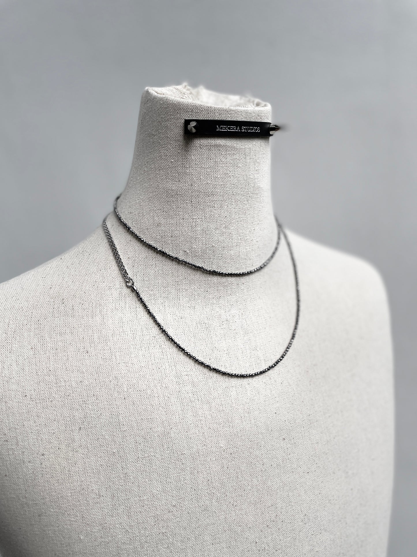 SP1 Sparkling Black Spinel Y Necklace Long chain Choker - MEKERA STUDIOS