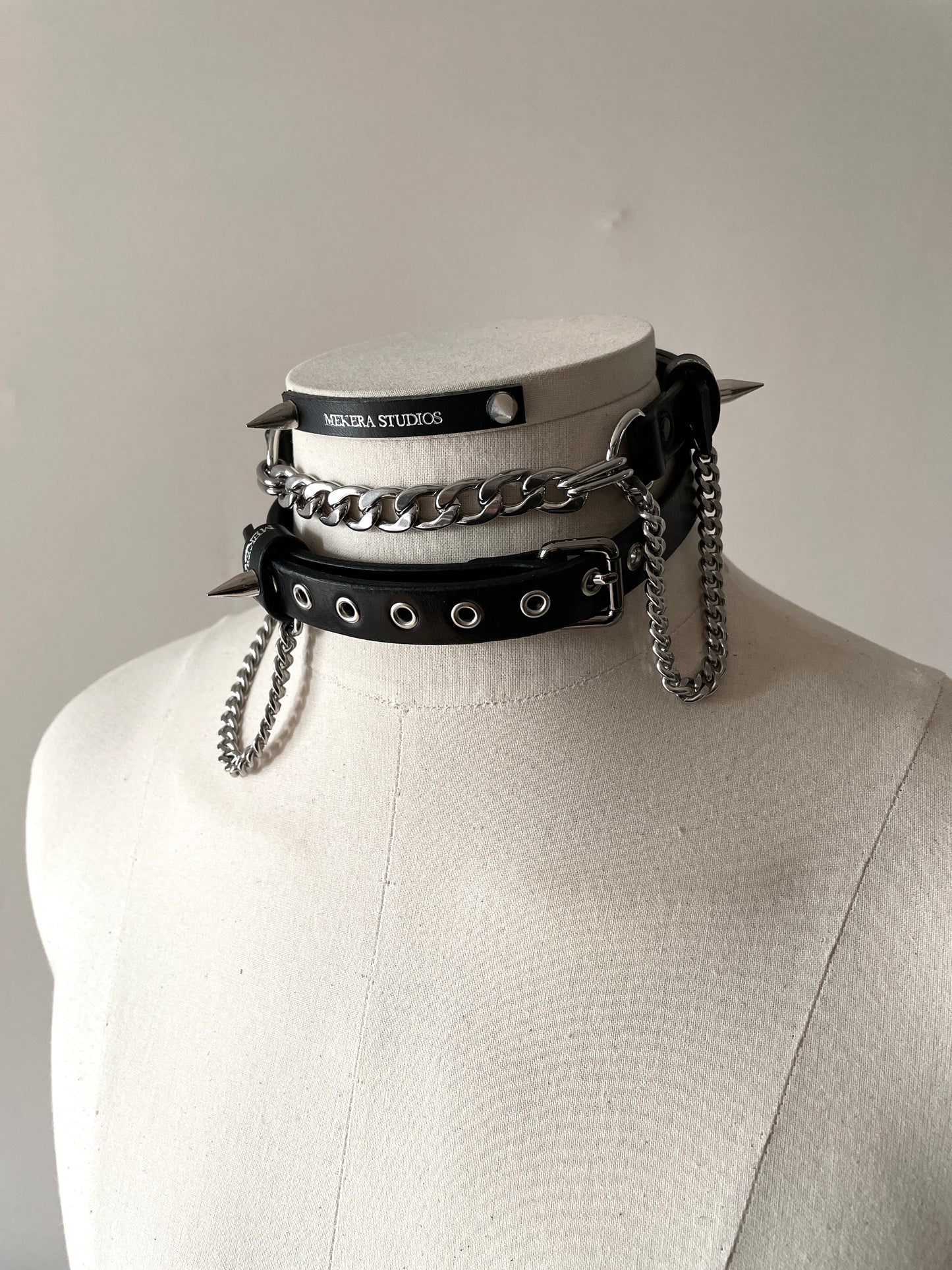 Handcrafted Italian Leather Choker M-2 Limited Edition Handcrafted - MEKERA STUDIOS