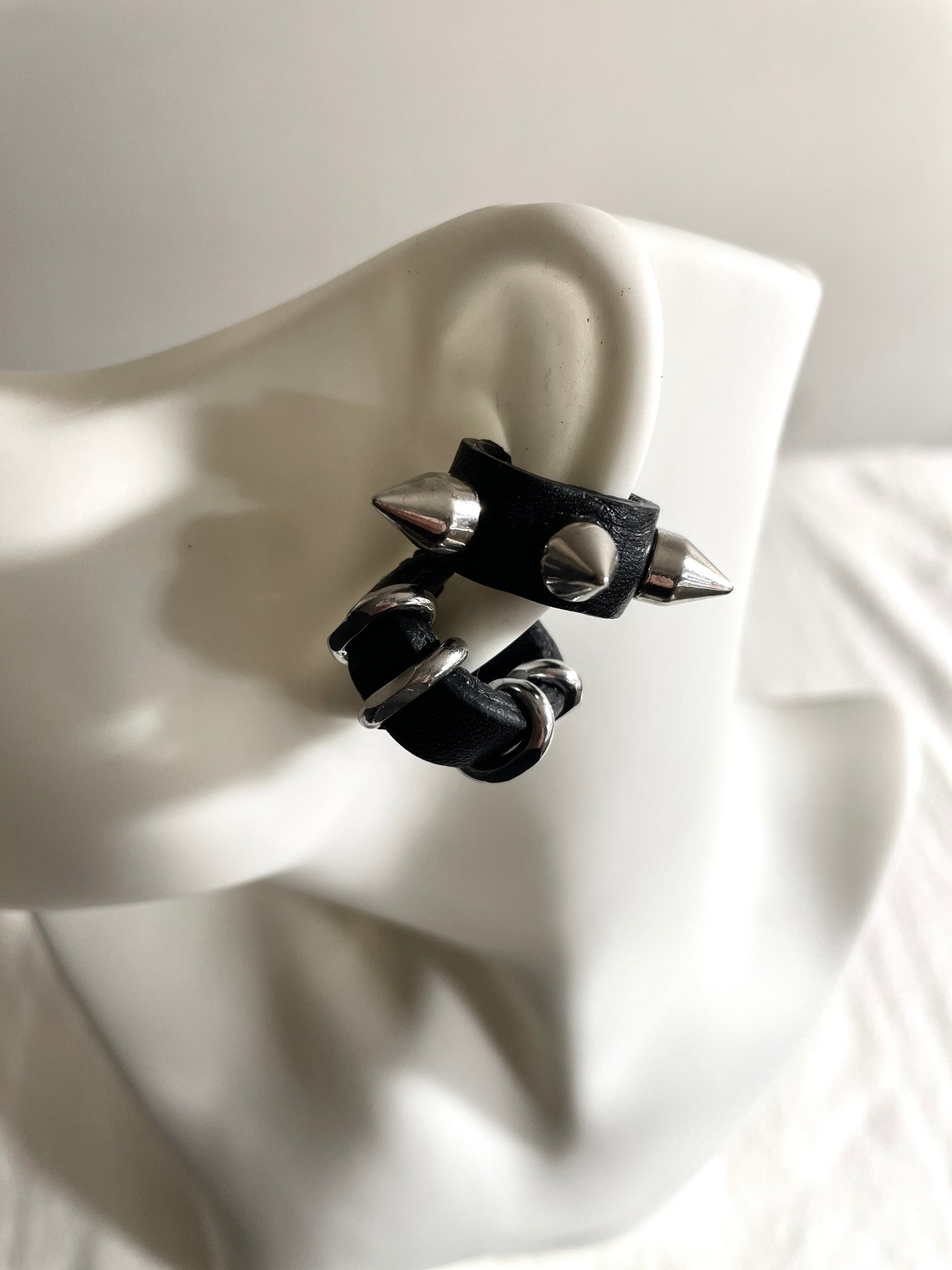 Handcrafted Leather Spike Ear Cuff M-10 limited edition by artisans ー MEKERA STUDIOS
