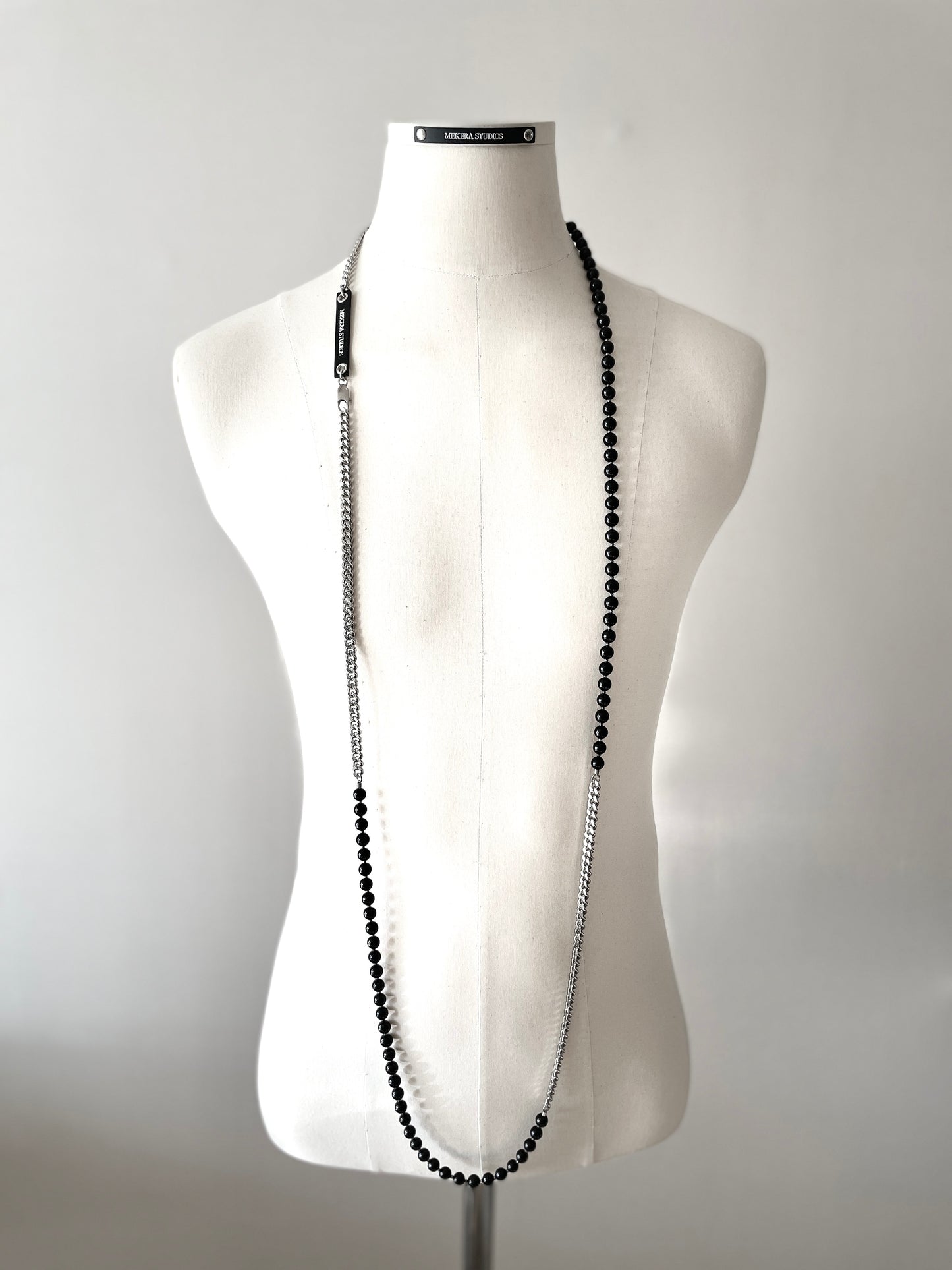 VXS6 Onyx Black Necklace Long chain Choker - MEKERA STUDIOS