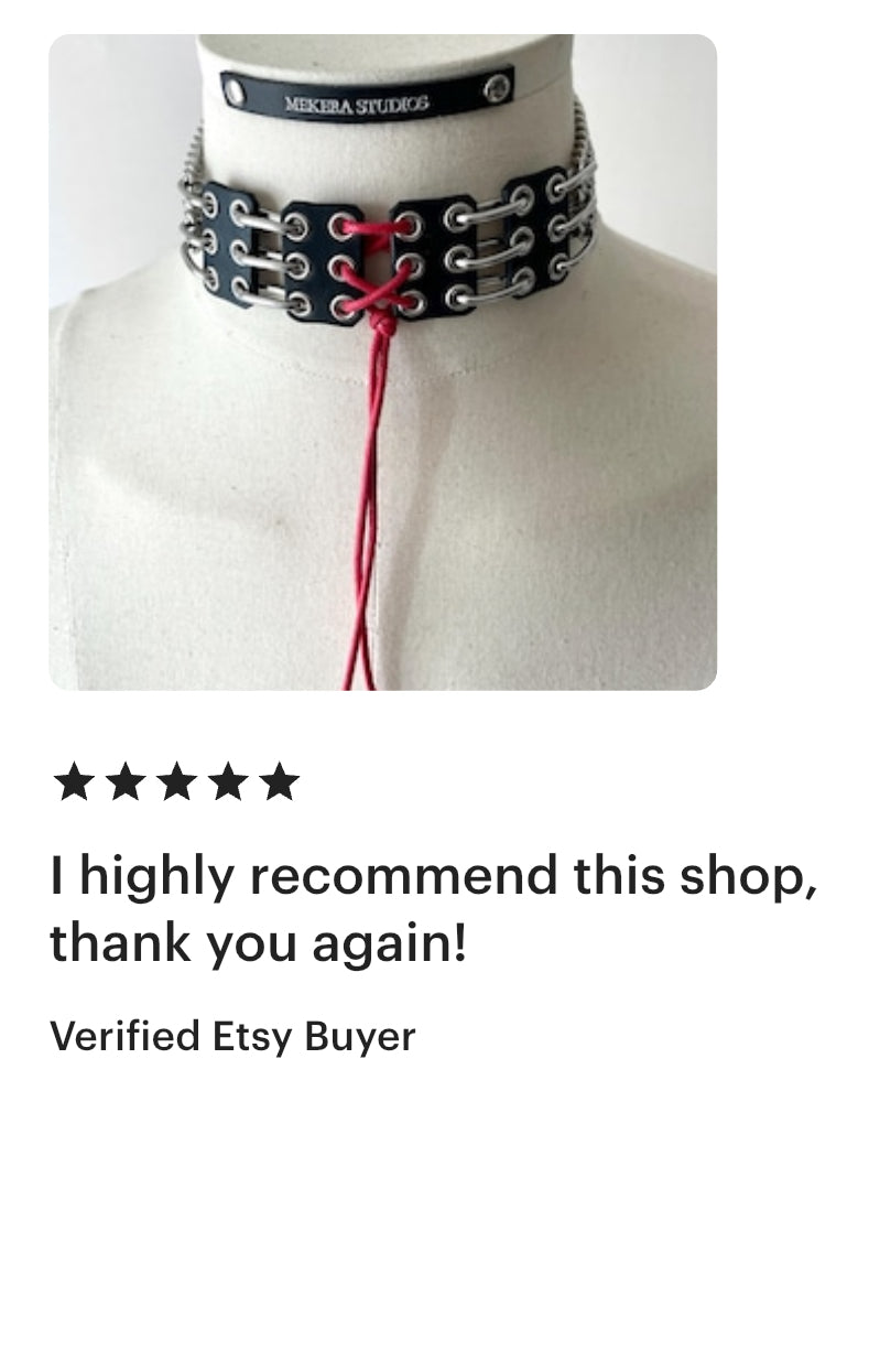 NP4 Red Corset Leather Choker Limited Edition Handcrafted - MEKERA STUDIOS