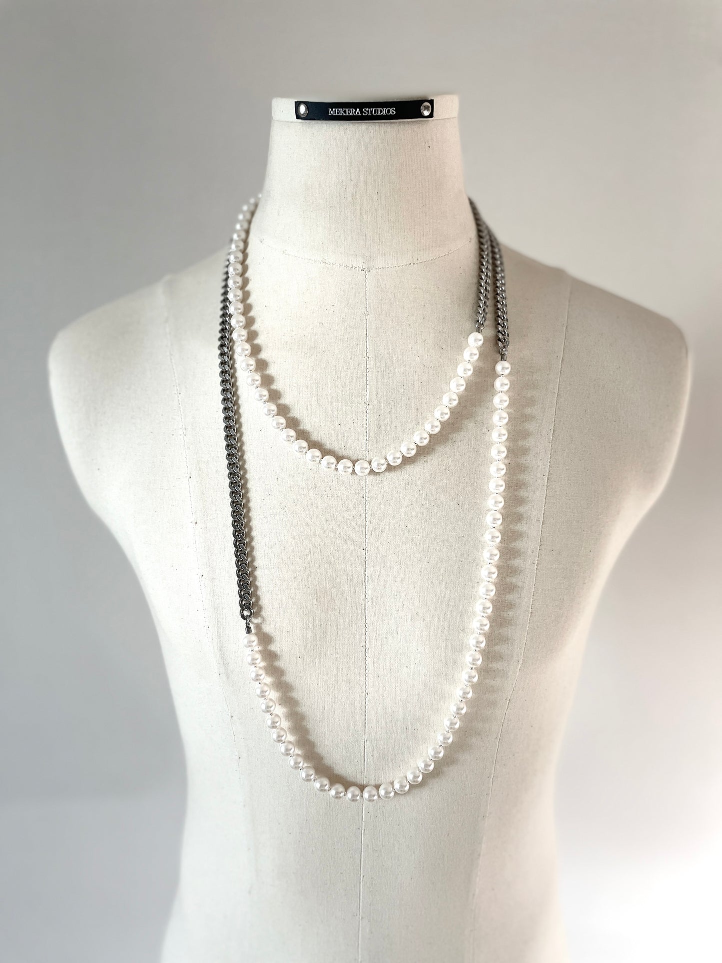 VYP1 Pearl Necklace Long chain Handcrafted Choker - MEKERA STUDIOS