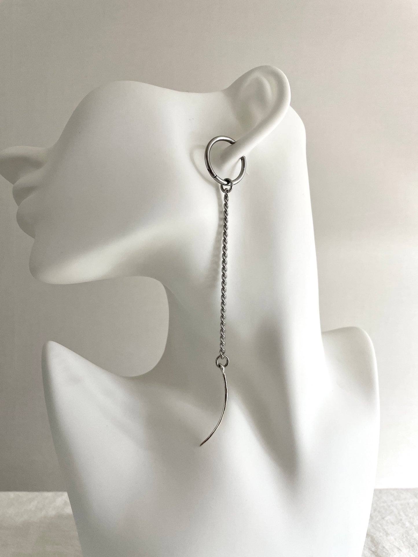 The Curve-2 long chain earrings Silver 925 Limited Edition Handcrafted - MEKERA STUDIOS