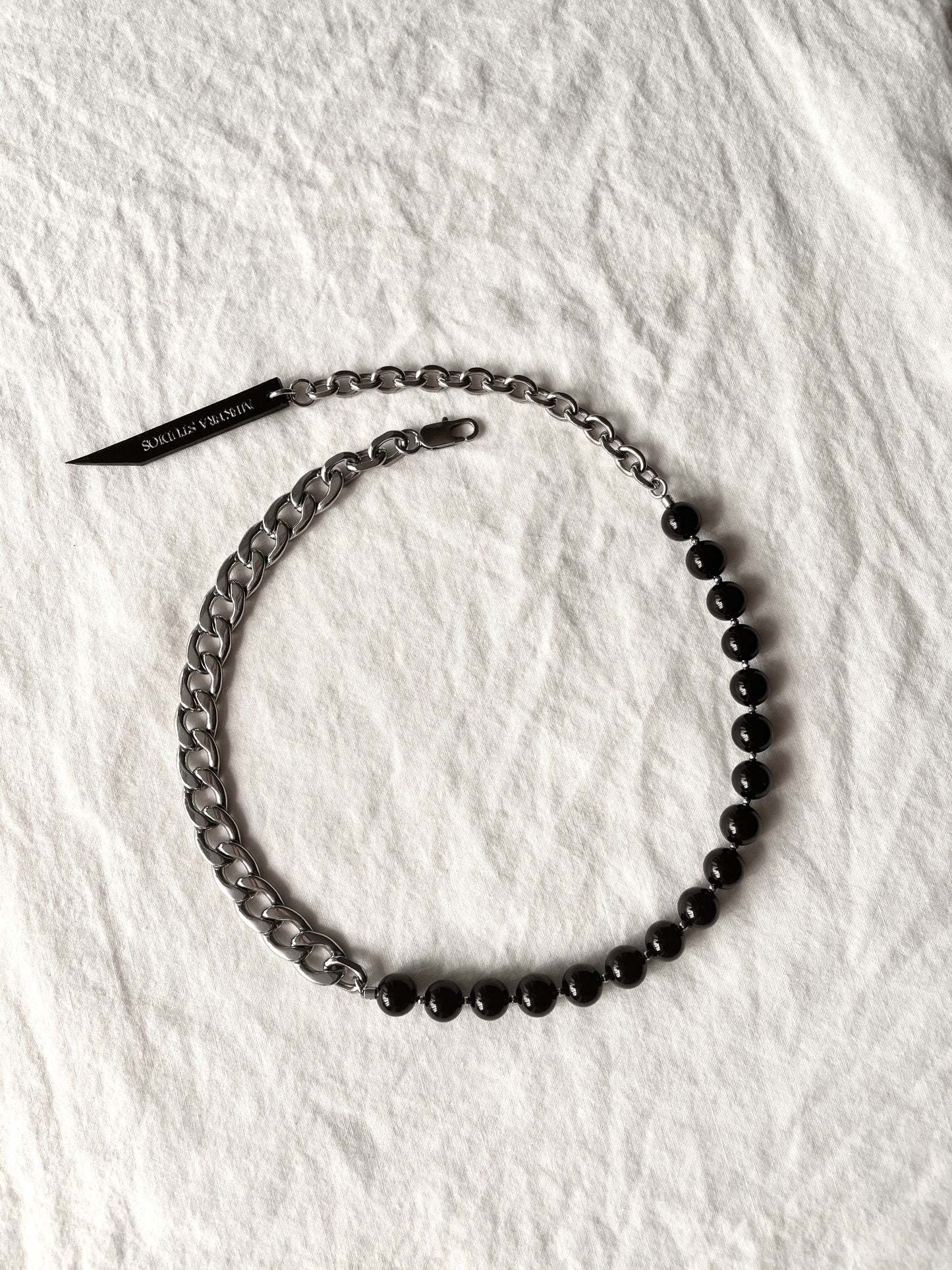 Onyx & Chunky chain Necklace NP20 - MEKERA STUDIOS